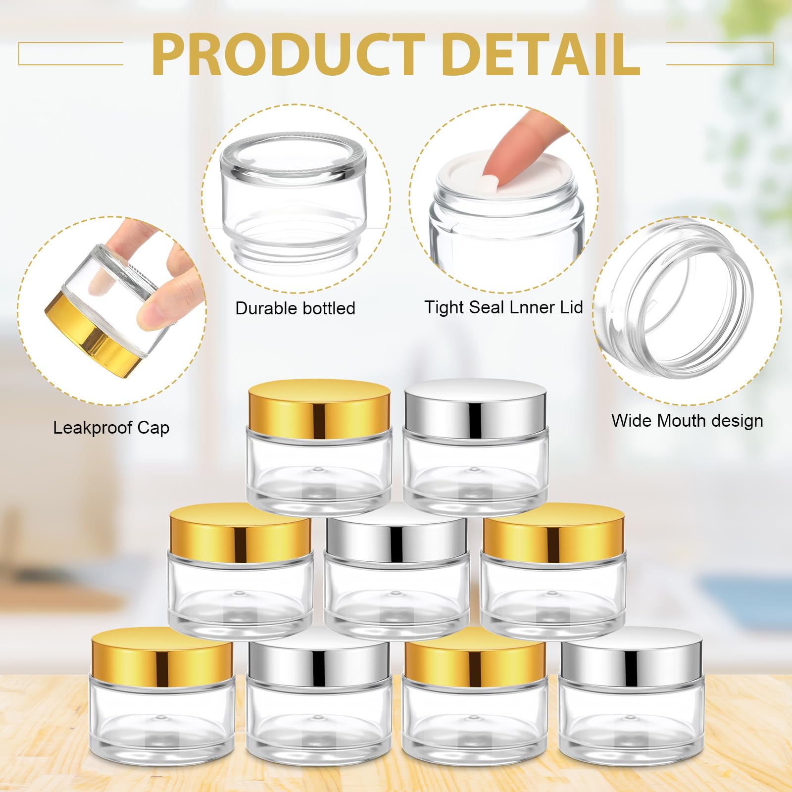 Meanplan 60 Pack 2 Oz Small Glass Jars With Lids Round Glass Sample Cosmetic Jars With Inner Liners For Condiment Containers Reu