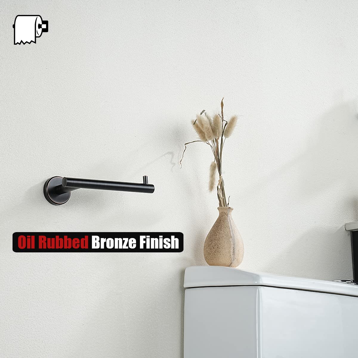 JQK Toilet Paper Holder Oil Rubbed Bronze  5 Inch 304 Stainless Steel Thick 0.8mm Tissue Paper Dispenser for Bathroom  Hold Mega Rolls Wall Mount  TPH100-ORB