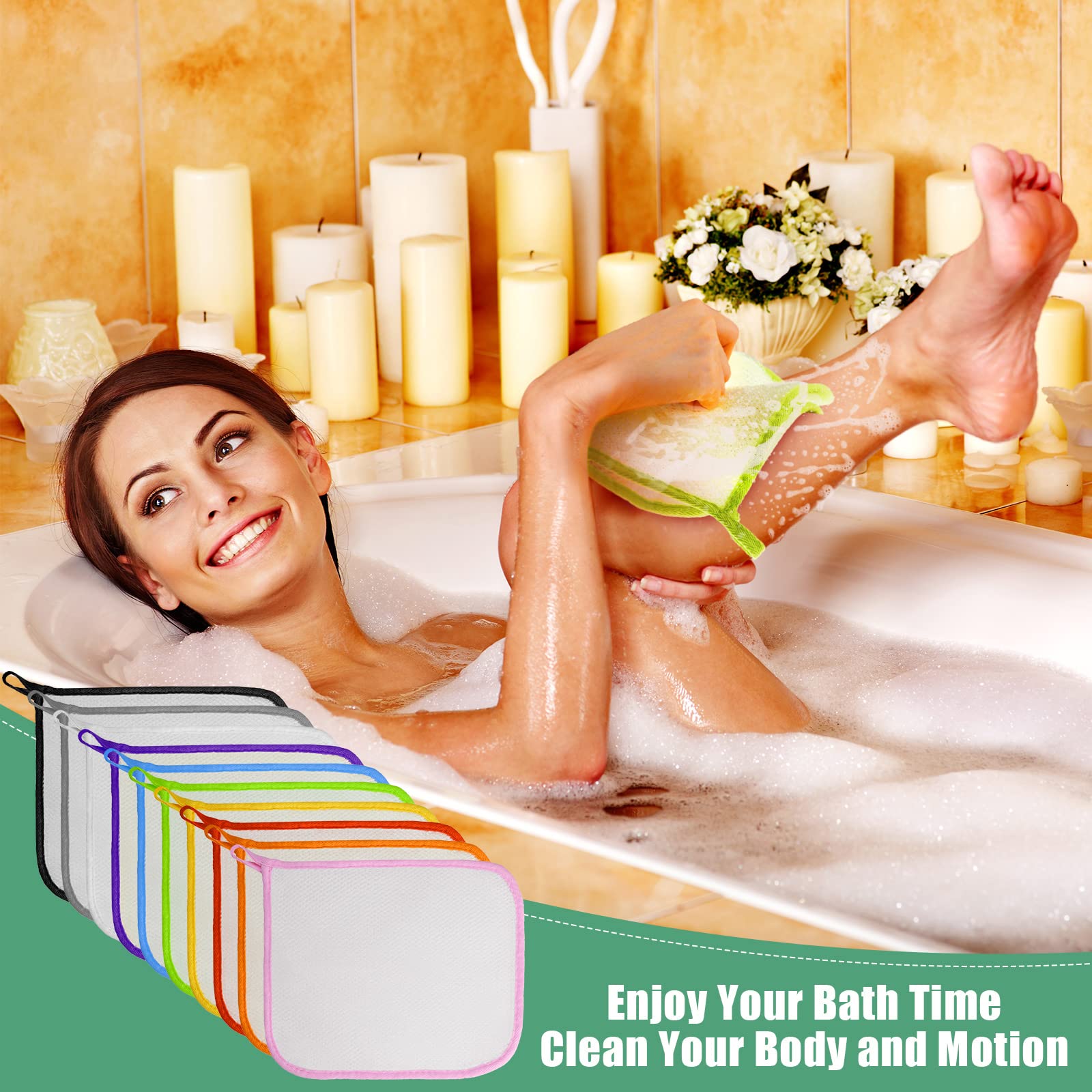 Tatuo 10 Packs Exfoliating Wash Cloths For Body And Face Facial Bath Scrub Soft Weave Loofah Towel Exfoliate Bath Towel Remove D