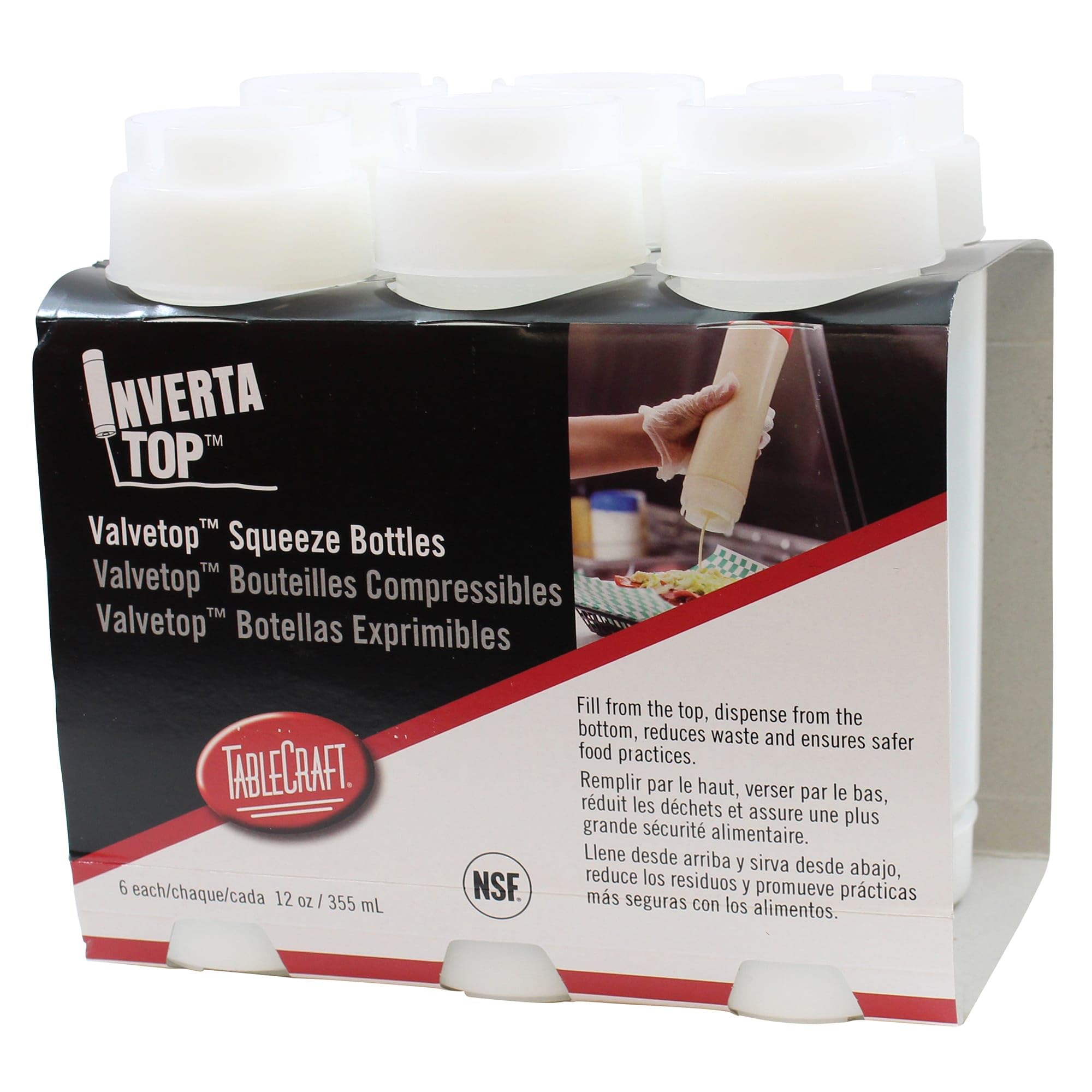Tablecraft C16Sv Invertatop 16 Oz. Squeeze Dispenser - 6 / Pk