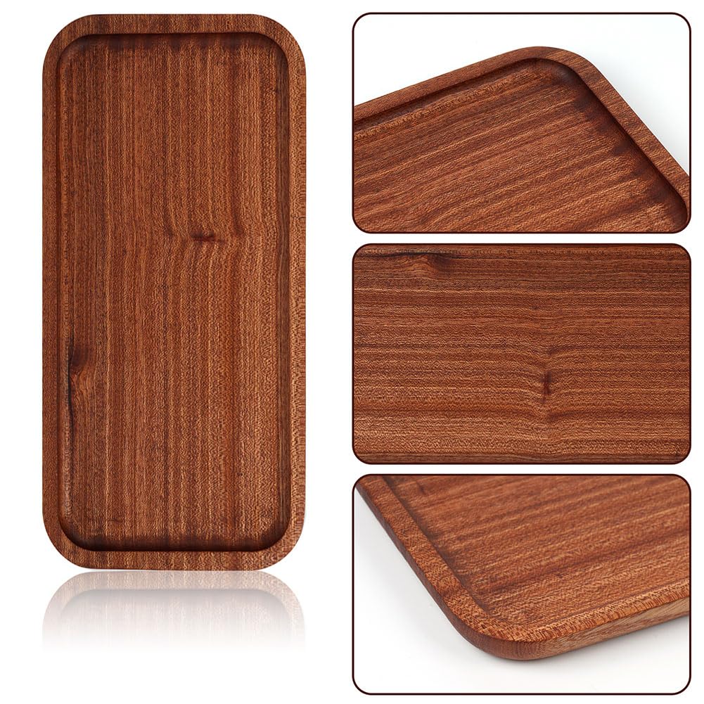 Wuboece 13.78In Wooden Vanity Tray, Bathroom Tray Countertop Organizer Tray For Candle Perfume Soap Dispenser Jewelry Keys