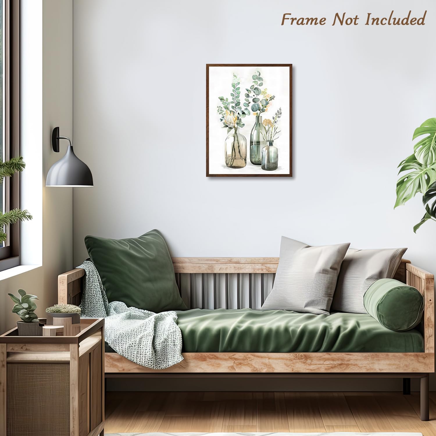 Dazzlewall Botanical Bathroom Decor Wall Art Green Bottles And Plants Floral Print Canvas For Bedroom Farmhouse Living Room 12X1