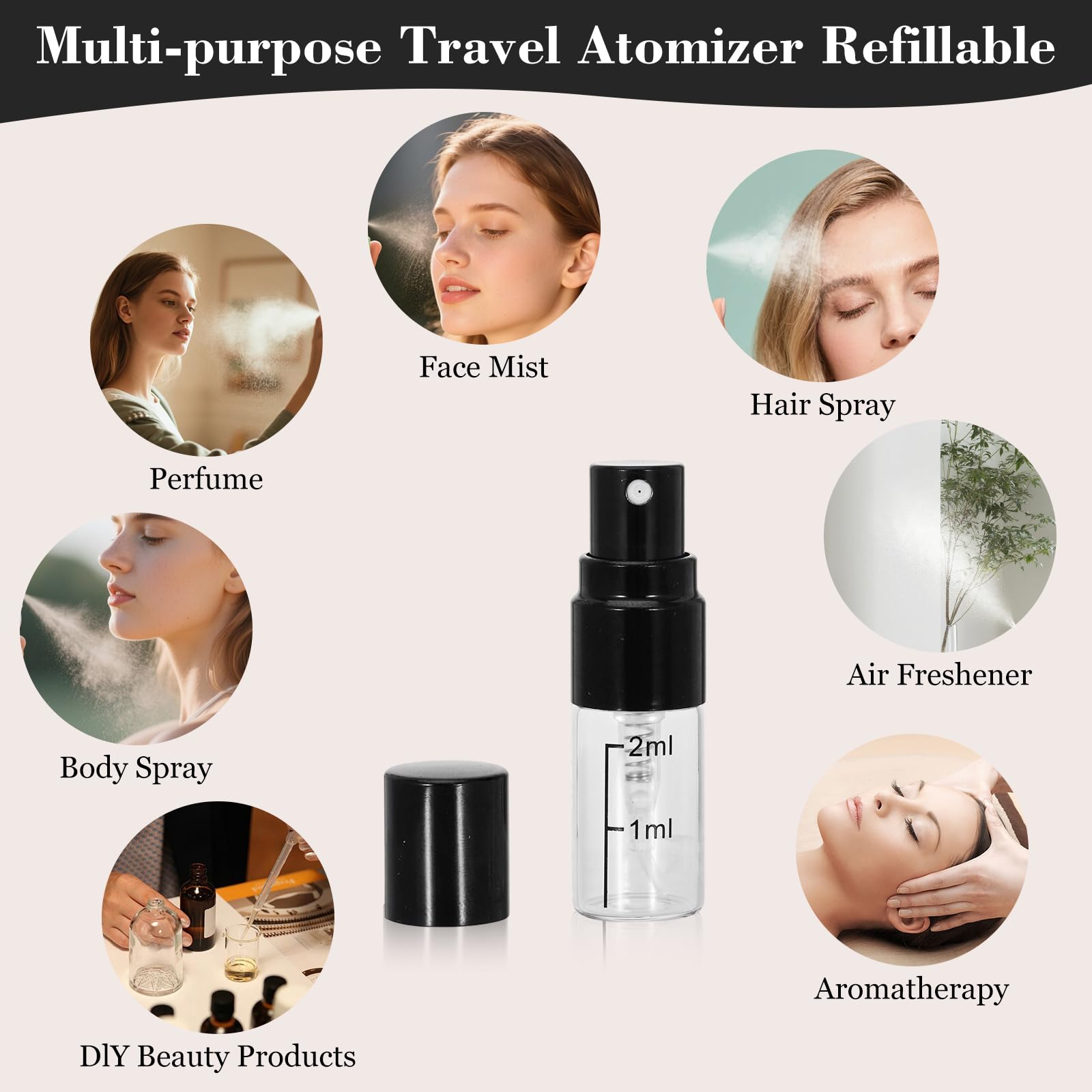 Beomeen 36Pcs 10Ml Clear Glass Perfume Travel Refillable Spray Bottles, Mini Perfume Bottle Empty, Portable Cologne Atomizer Spr
