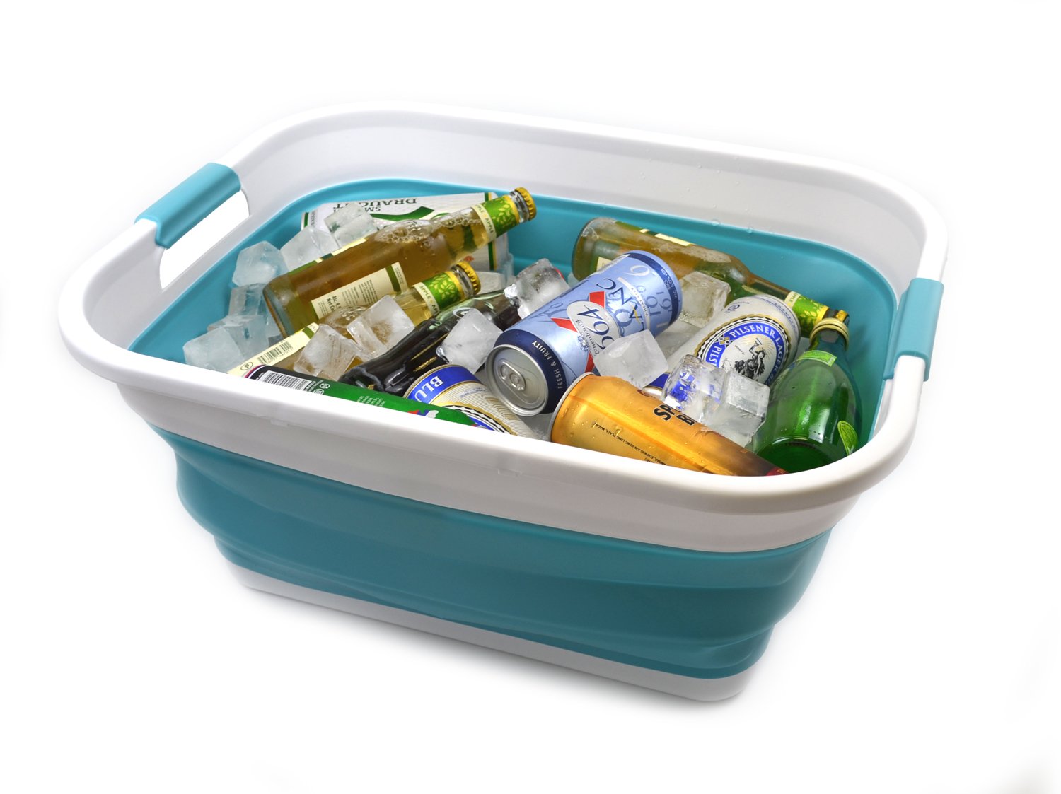 Sammart Set Of 2-41L(10.8 Gallon) Collapsible Plastic Laundry Basket-Pop Up Storage Container-Portable Washing Tub-Space Saving