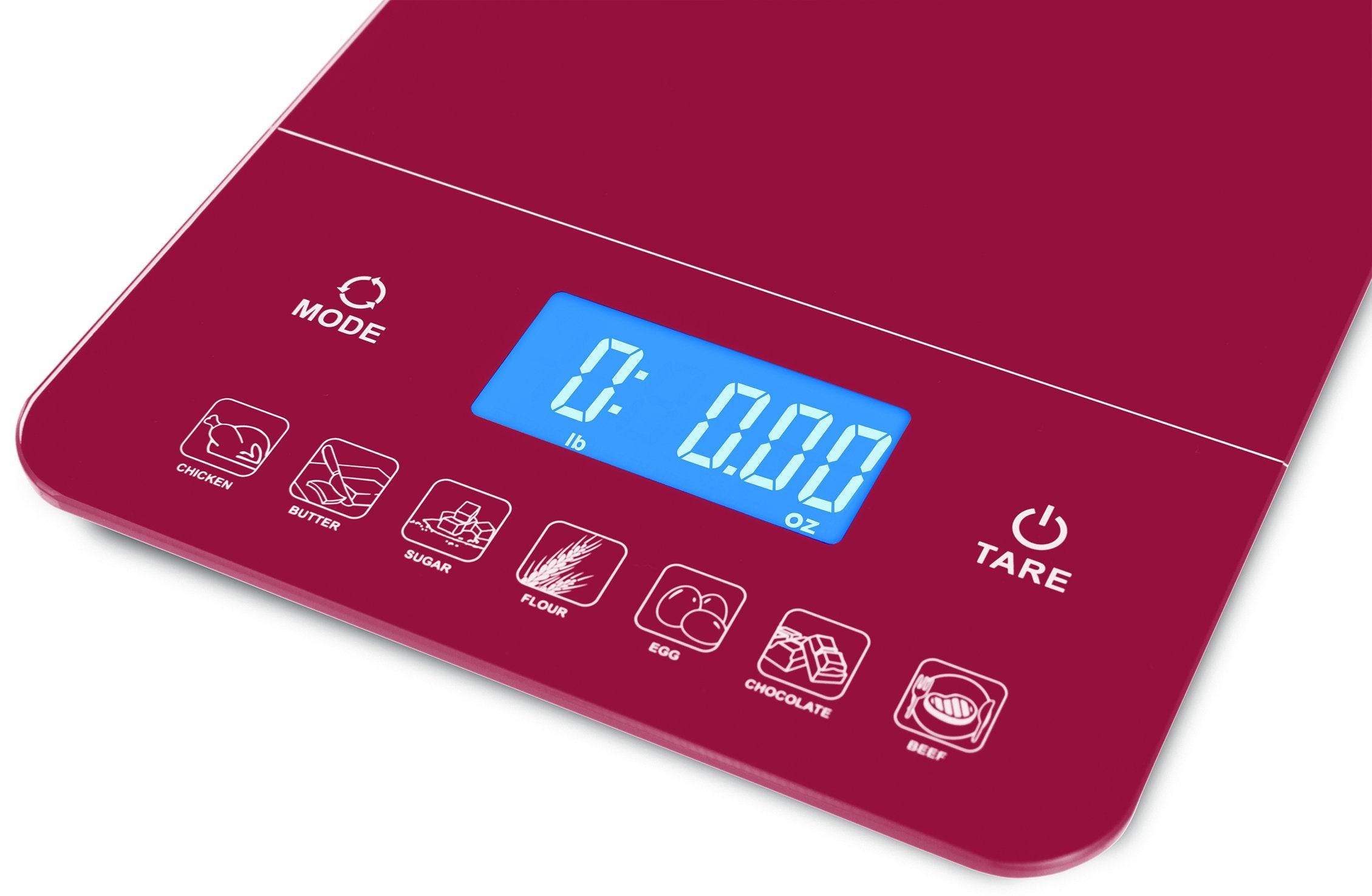 Ozeri Touch Iii 22 Lb (10 Kg) Digital Kitchen Scale With Calorie Counter In Tempered Glass, Red Engine