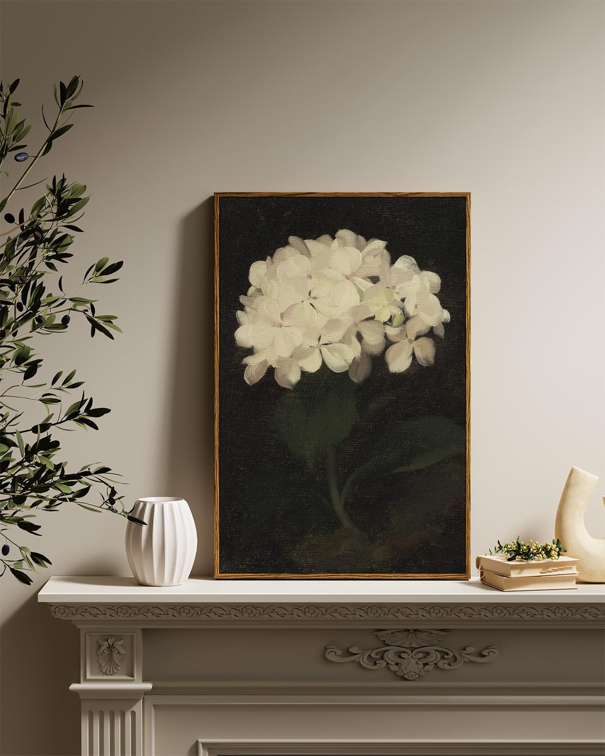 Insimsea Framed Wall Art For Living Room Decoration Large Canvas Wall Art Room Decor White Hydrangea Oil Painting Canvas Prints