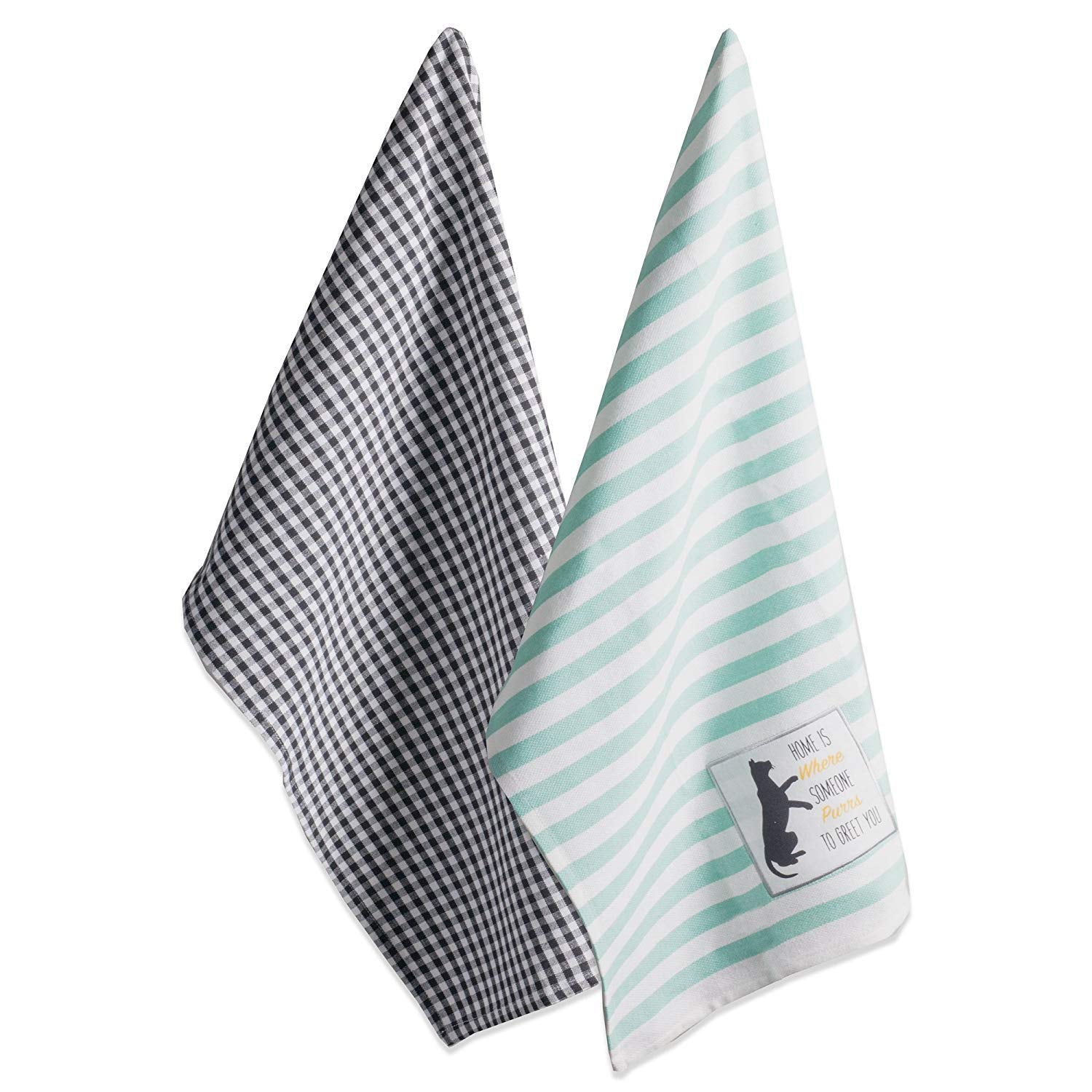 Dii Everyday Pets Kitchen Collection Absorbent Dishtowel Set, 18X28, Cat Greeting, 2 Count