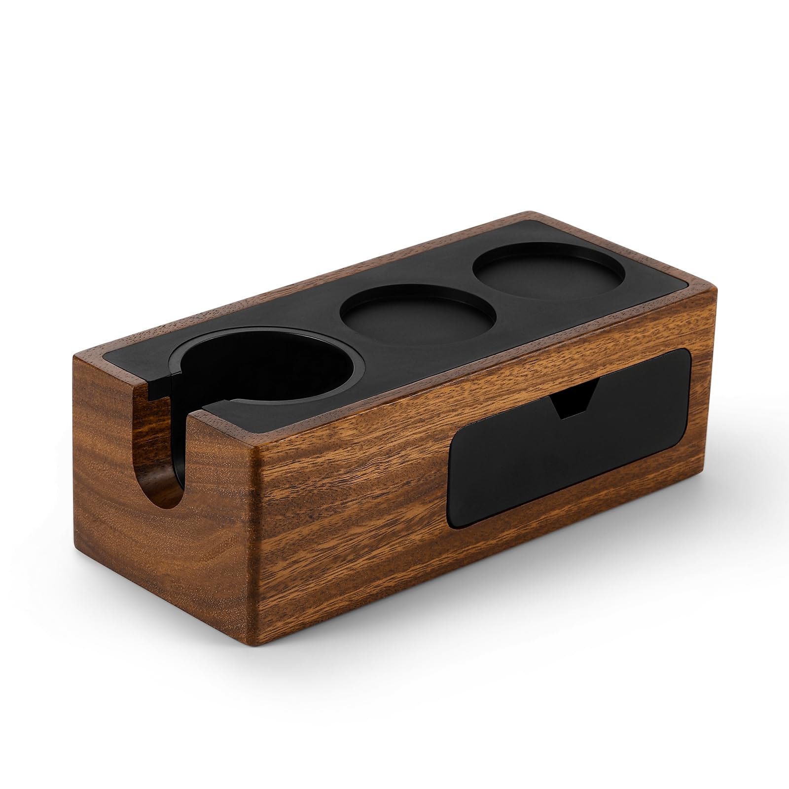 Mhw-3Bomber Espresso Tamping Station, 4 In 1 Walnut Espresso Organizer Box With Magnetic Drawer For Storage 51Mm, 54Mm, 58Mm Esp