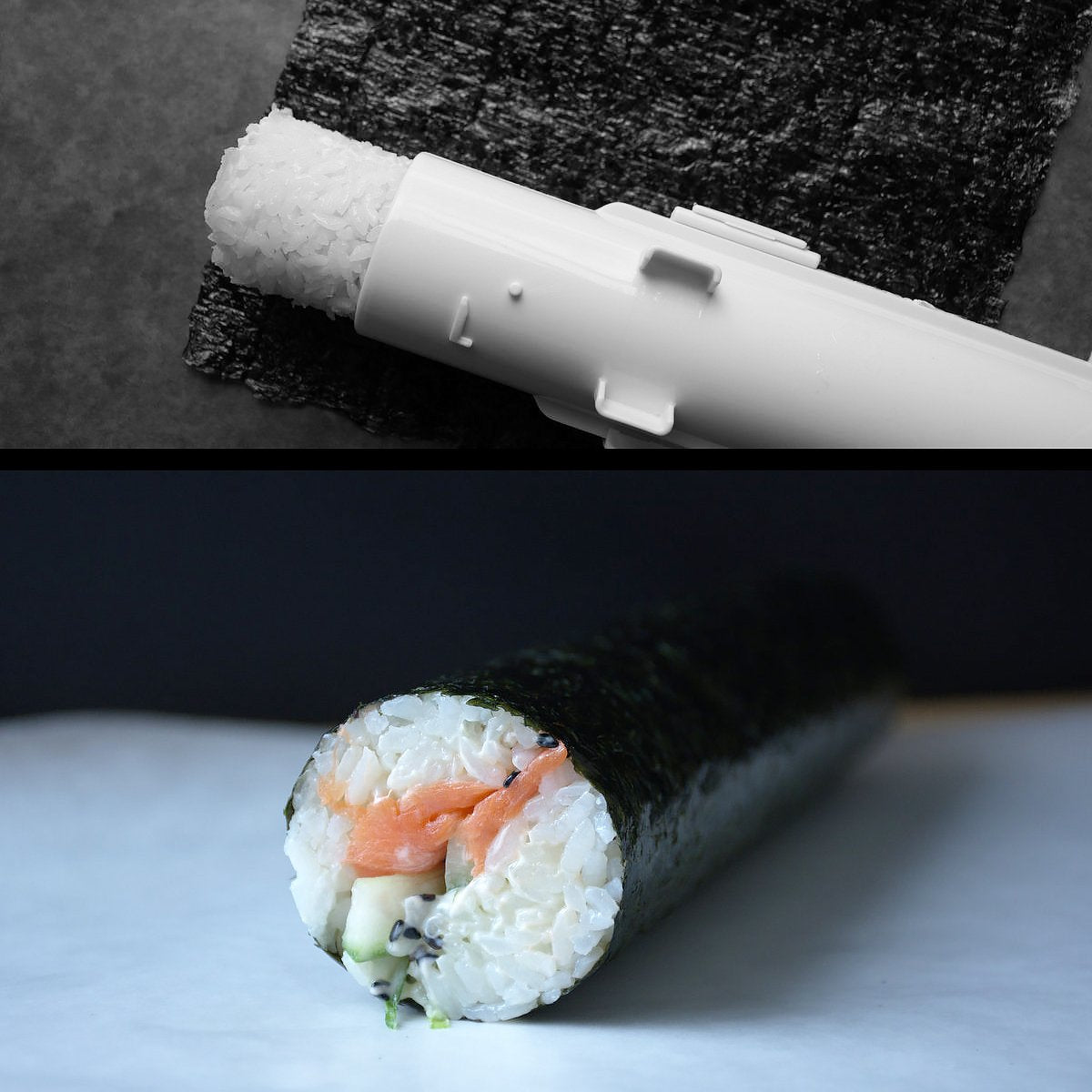Crebri Sushi Bazooka Kit - Standard White Sushi Roller Maker, Plastic Model A04