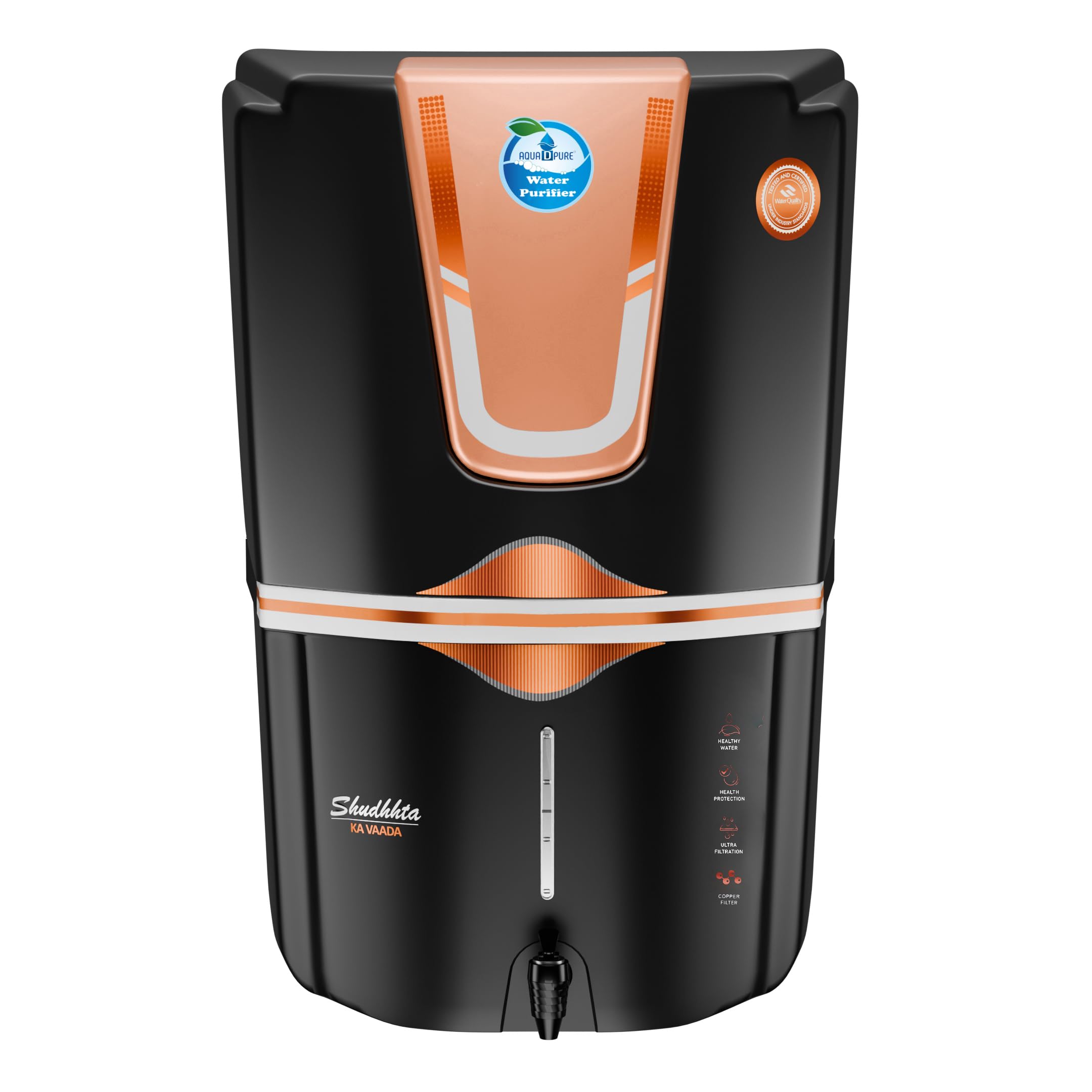 Aqua D Pure Copper 12L Ro+Uv Water Filter Purifier For Home, Kitchen Fully Automatic Uf+Tds Controller