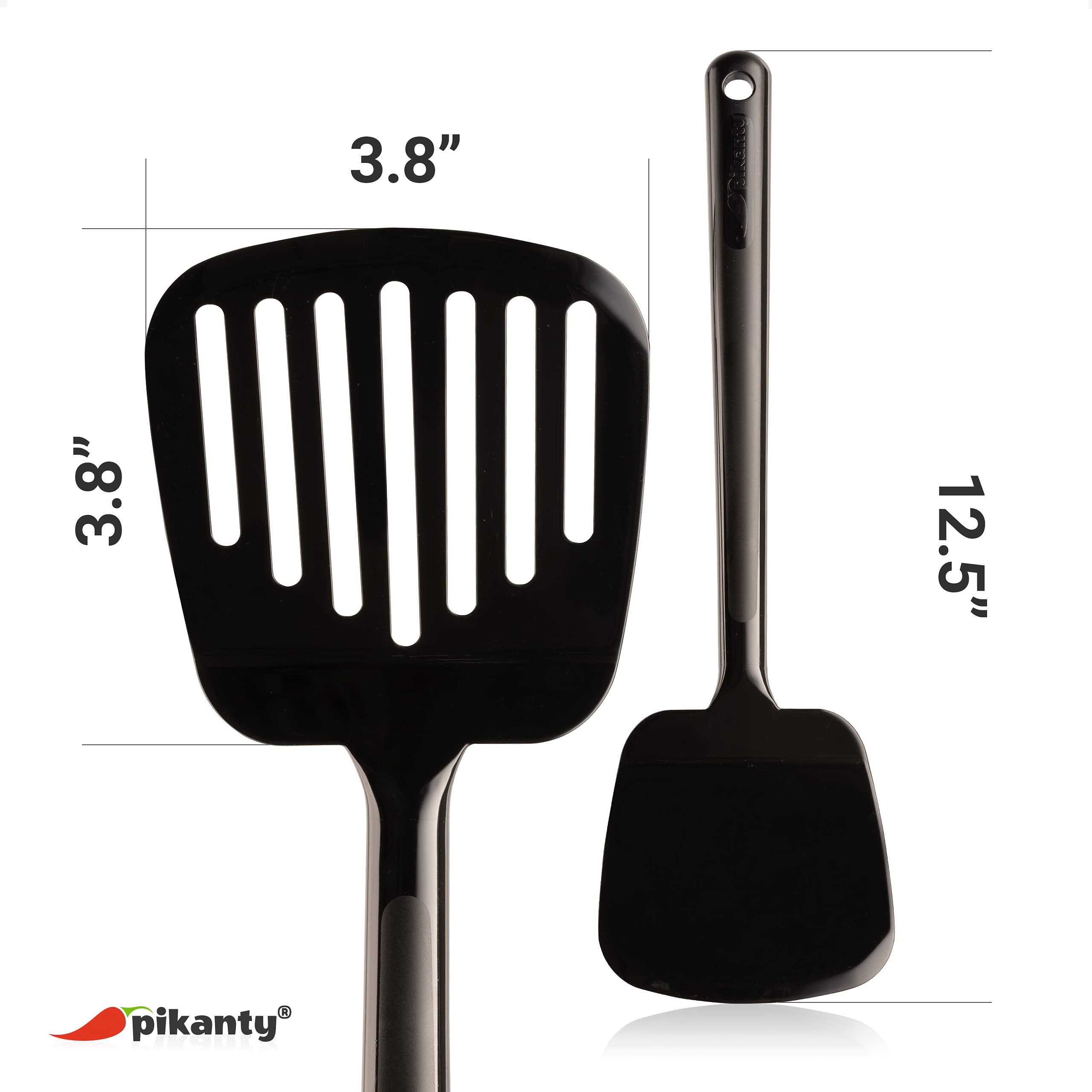 Pikanty - Spatula Turner Set Of 2 For Cooking. Great For Nonstick Cookware. Ideal For Flipping Egg, Pancake And More. Made In Us