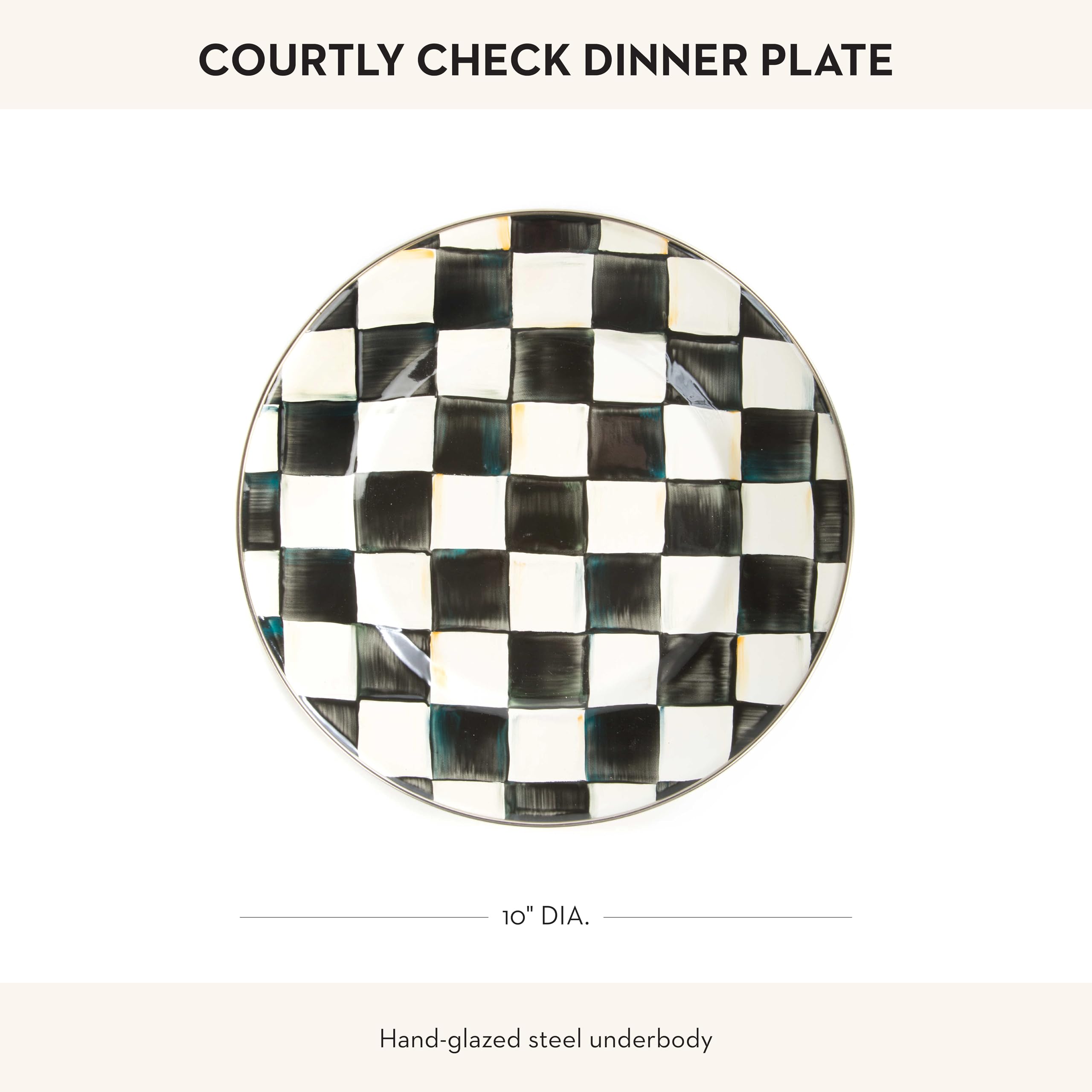 Mackenzie-Childs Courtly Check Enamel Dinner Plate, 10-Inch Round Serving Plate