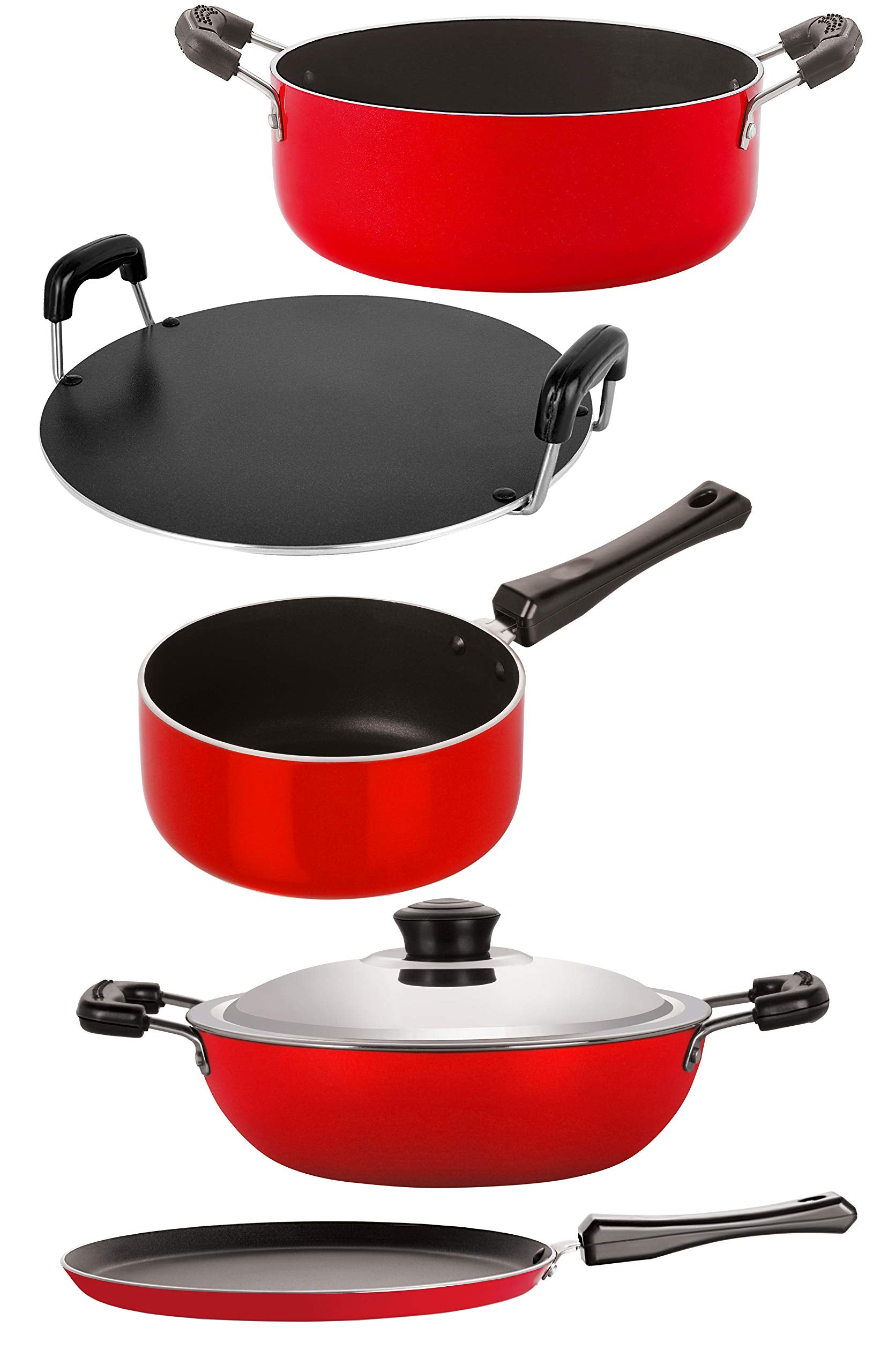 Nirlon NonStick 5 Piece Spiral Bottom Heat Resistance Cooking Essential Combo Set