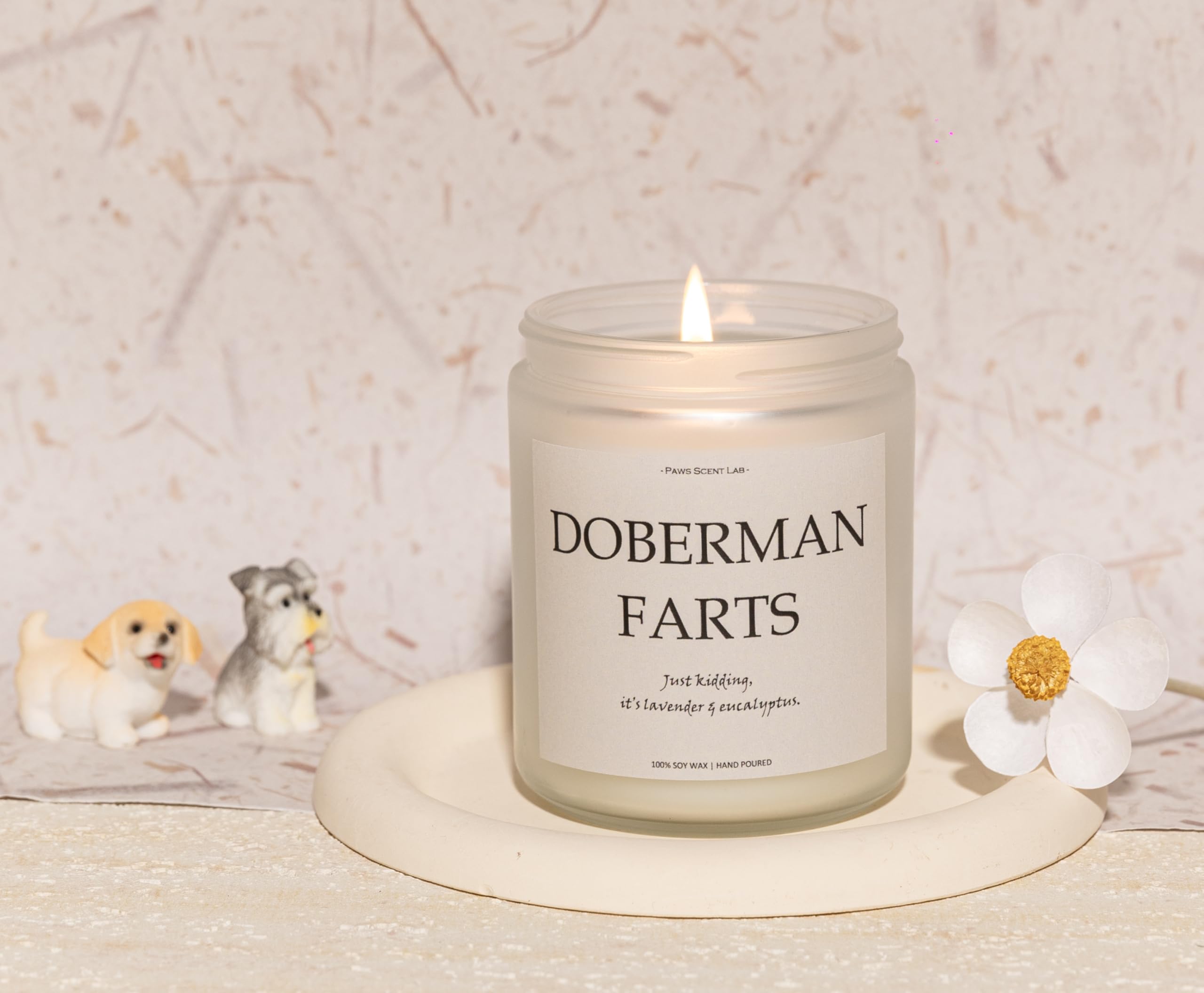 Doberman Gifts & Decor, Doberman Pinscher Gifts, Dog Farts Candle, Dog Mom Gift for Women - Lavender & Eucalyptus, Crafted by Na