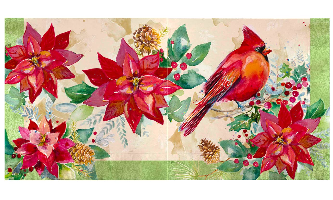 Iconikal Disposable Paper Dinner Party Napkins, Cardinal Poinsettia, 75-Count
