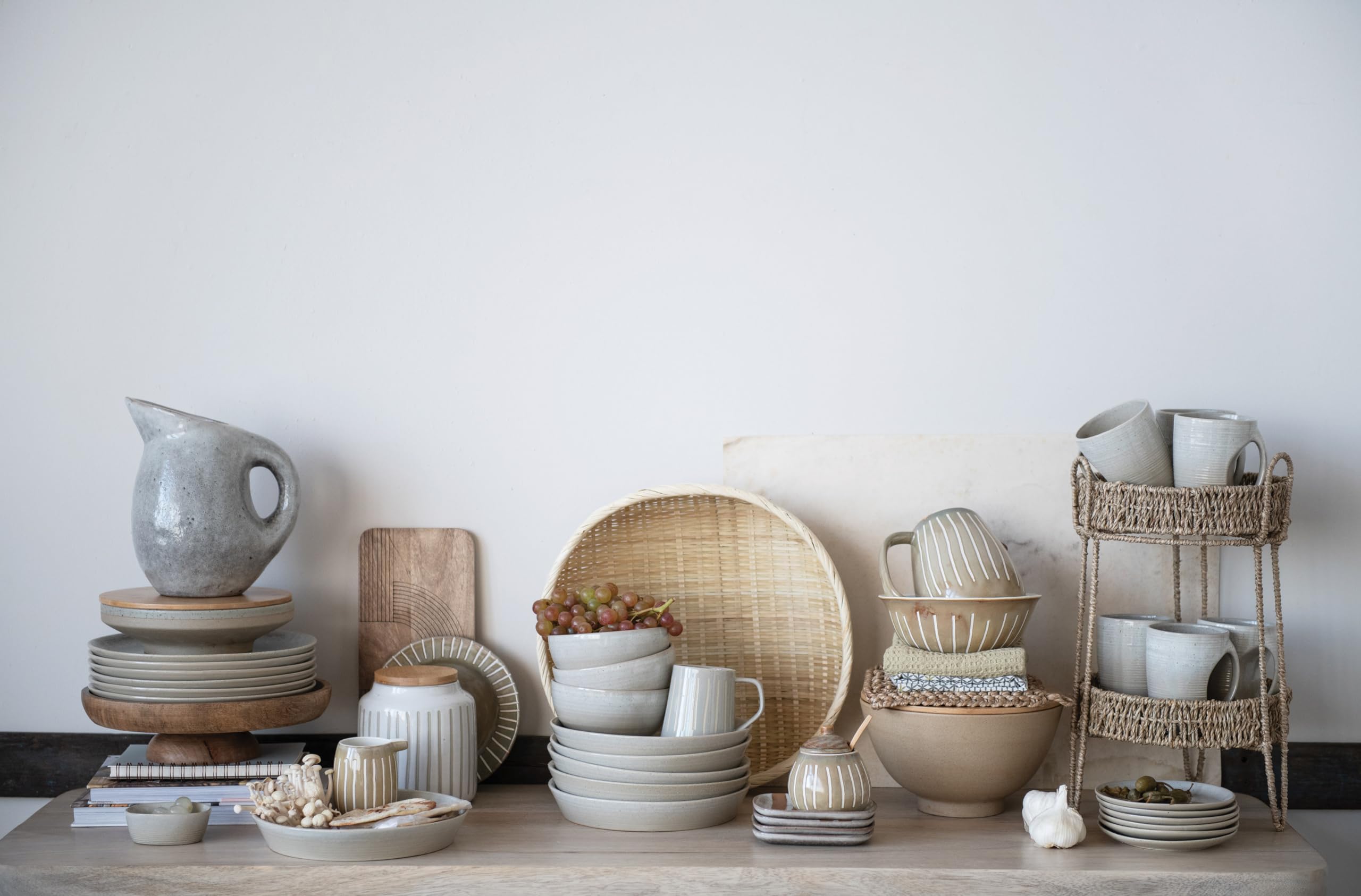 Bloomingville Round Natural Mango Wood Footed Cake Stand Bowl, Pack Of 1