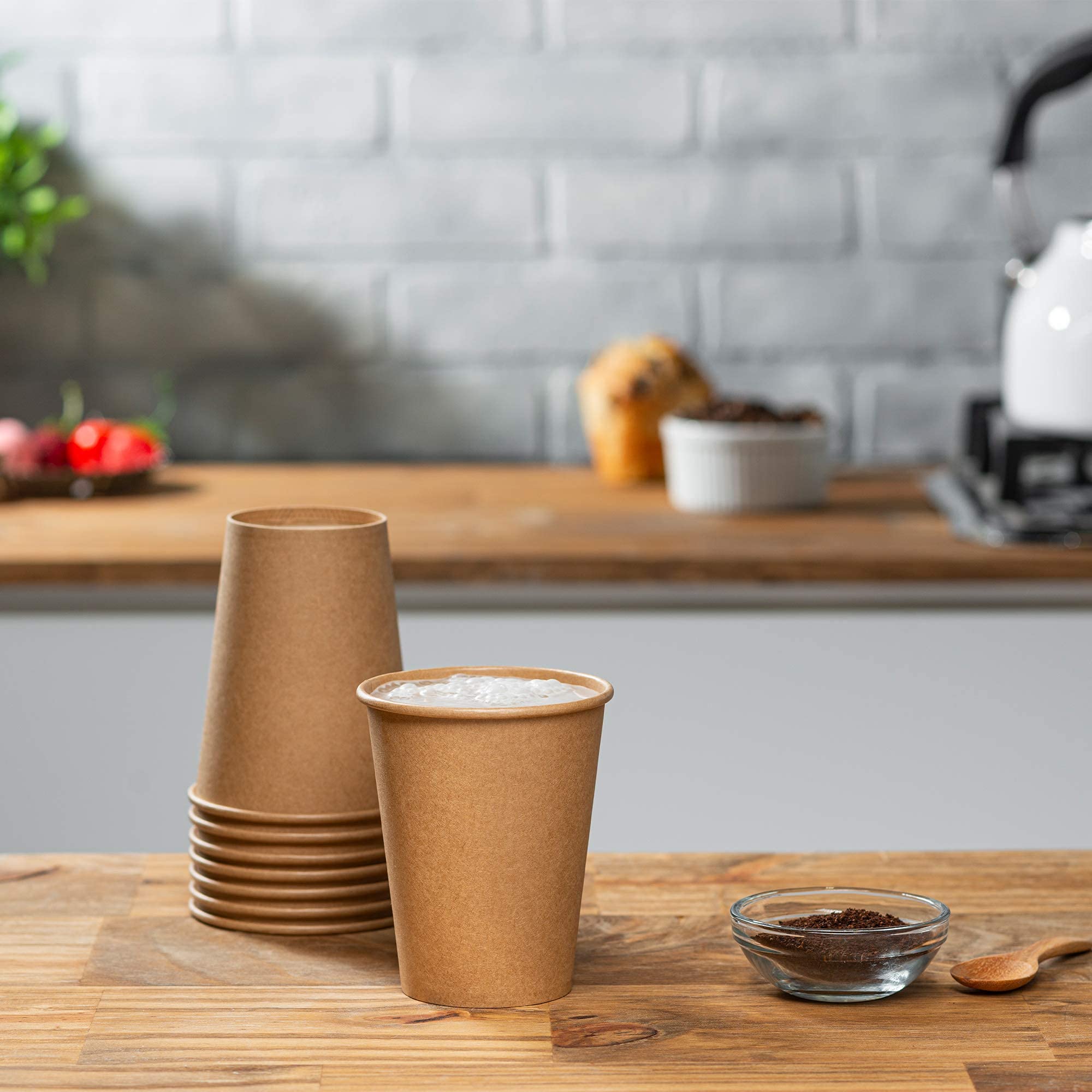 Comfy Package Gusto [10 Oz. - 100 Count] Kraft Disposable Paper Cups, Hot Coffee Cups Brown Unbleached - Eco-Friendly Cups