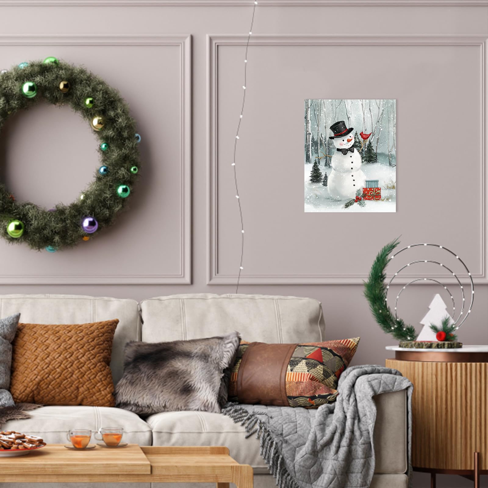 Winter Snowman Christmas Wall Decor: Snowman Picture Wall Art Prints Canvas Posters Merry Christmas Wall Hanging Decor For Bedro