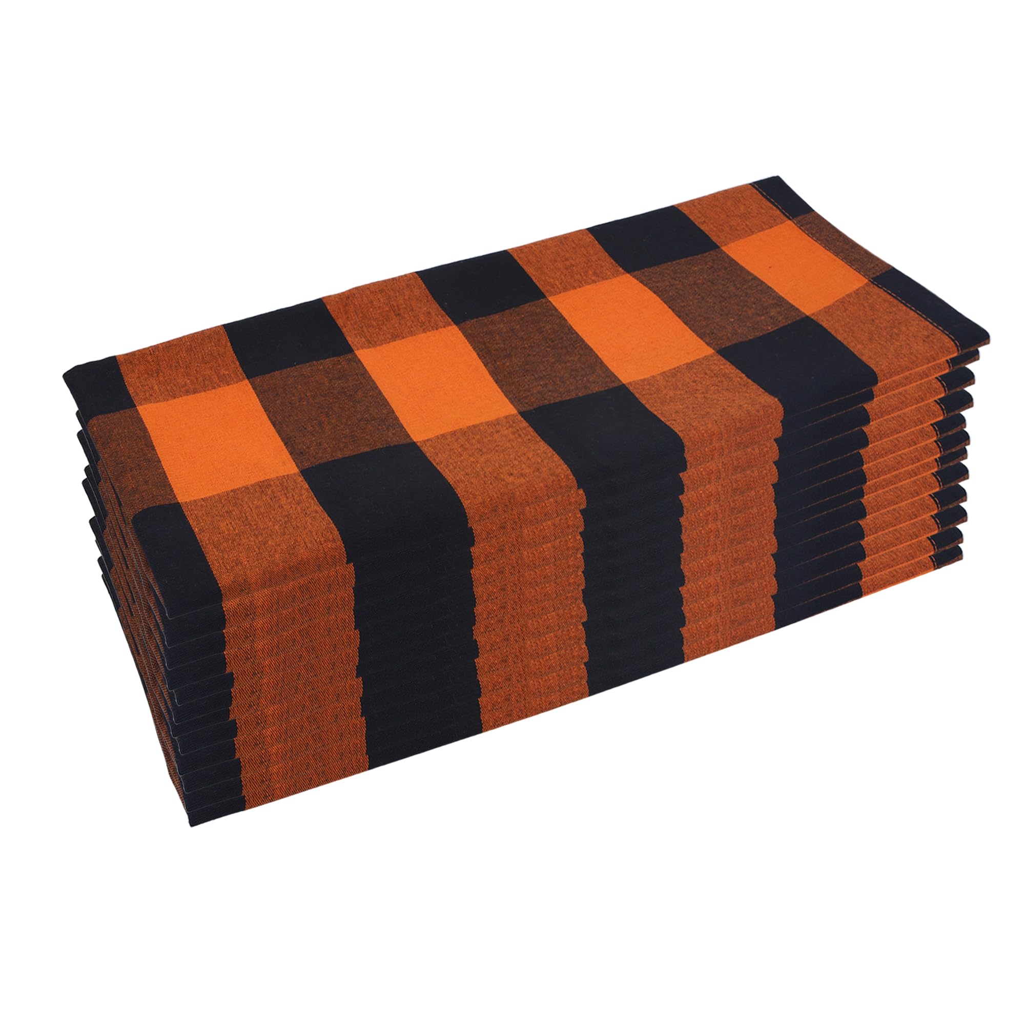 Betric Halloween Cotton Blend Buffalo Plaid Table Napkins (Set Of 12), 20 X 20 Inch Washable Dinner Napkins, Buffalo Checks Clot
