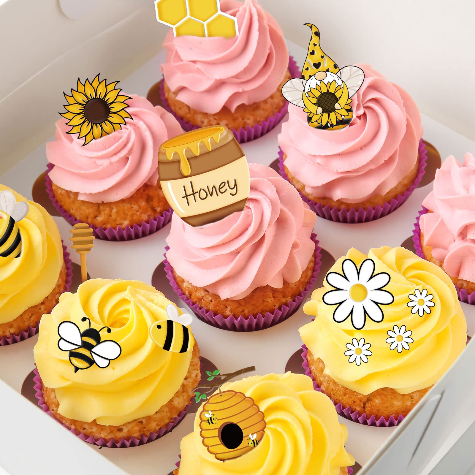 Whaline Bumble Bee Fondant Molds 3D Silicone Moulds Sunflowers Honey Pattern Resin Molds Honeycomb Bumblebee Cupcake Cookie Baking Decorating Moulds for Spring Summer Party DIY Candy 2Pcs
