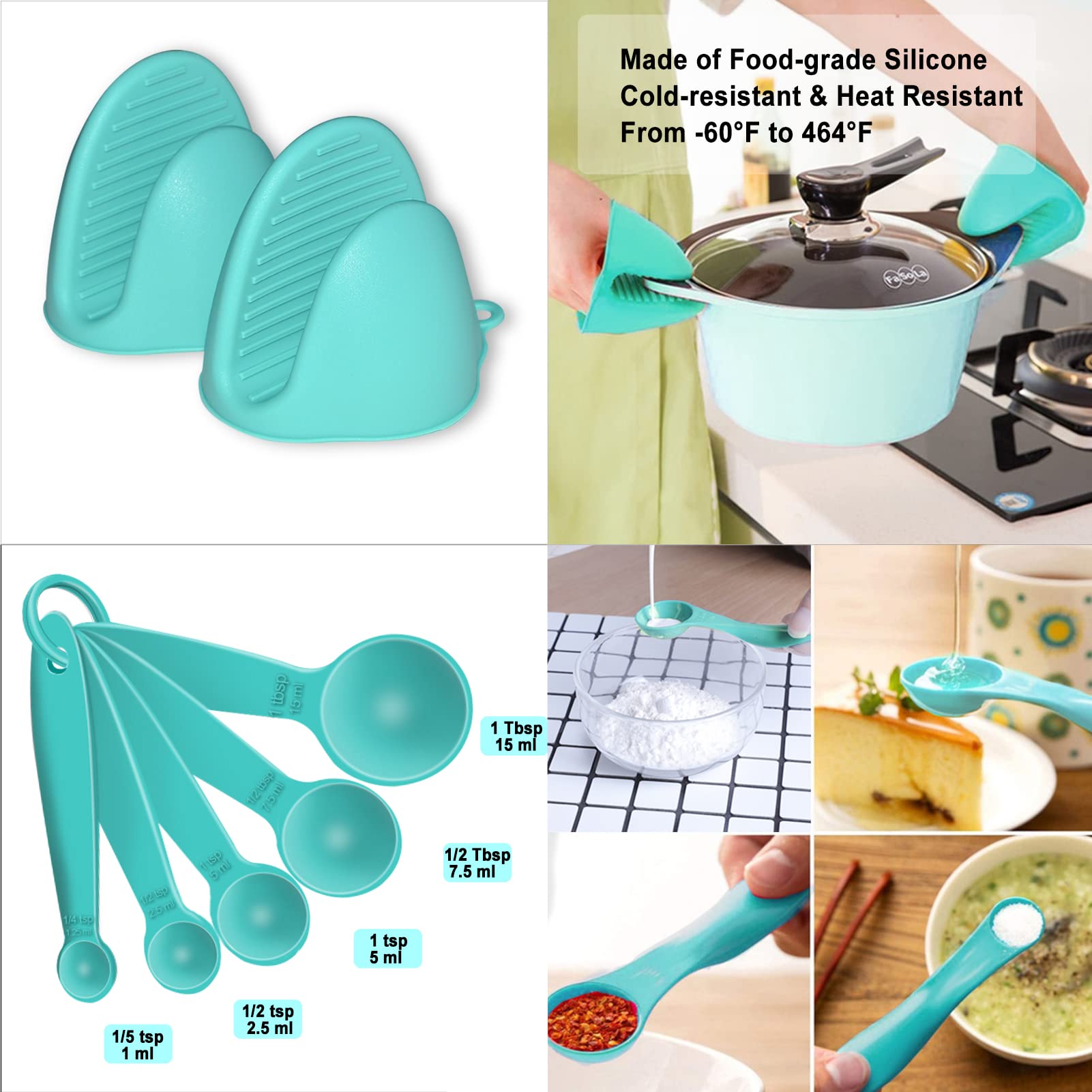 Silicone Kitchen Utensils Set - Heat Resistant Silicon Cooking Utensils, Wooden Handle Kitchen Utensil Set With Holder, Spoon Sp