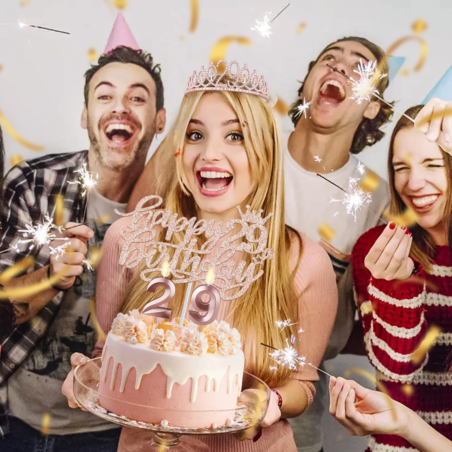 29Th Birthday Decorations For Women Including Birthday Sash, 29Th Tiara For Women, Candles And Cake Toppers, Number 29 Balloons,