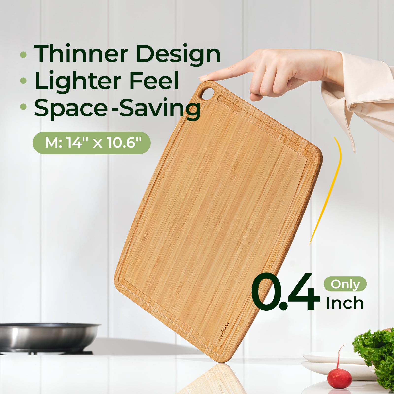 Keechee Dishwasher Safe Bamboo Cutting Board, Lightweight & Durable Wood Cutting Board, Reversible with Juice Groove, Easy to St