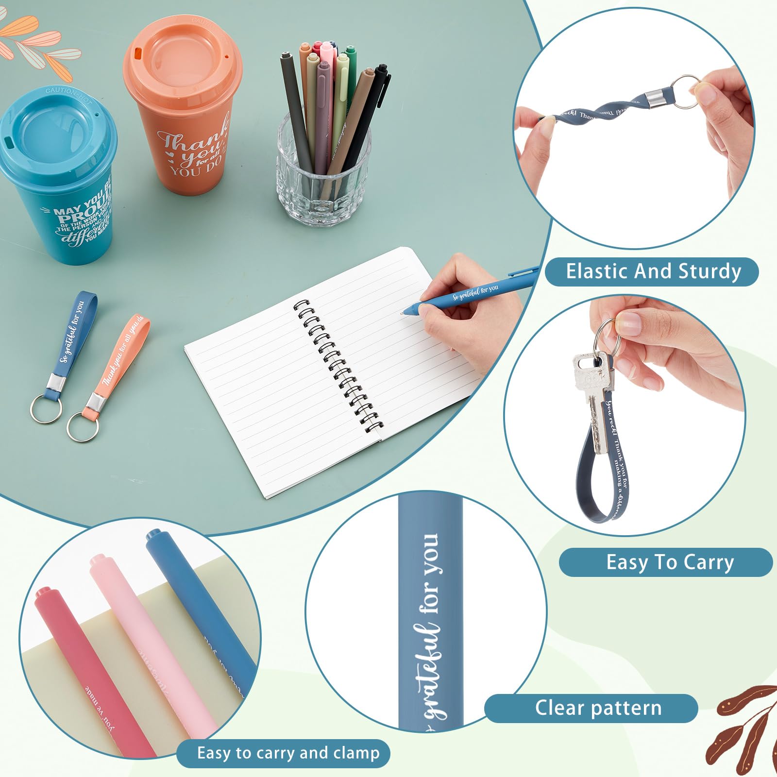 Skylety 12 Set/48 Pcs Employee Appreciation Gifts Bulk Christmas Thank You Gift Set 16 oz Coffee Cups Mini Spiral Notebooks Pens