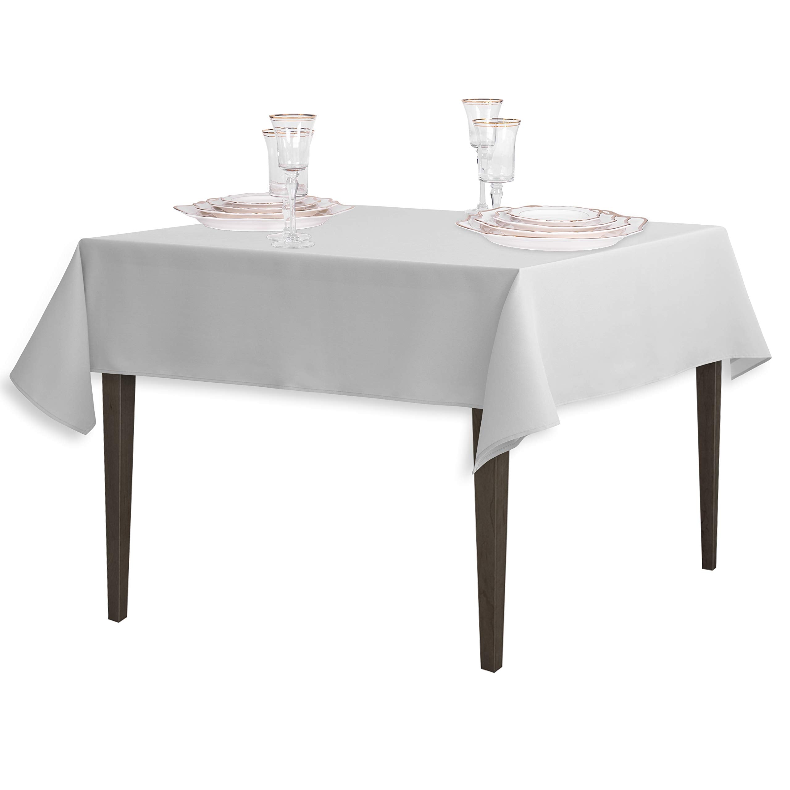 Linentablecloth 54-Inch Square Polyester Tablecloth Silver