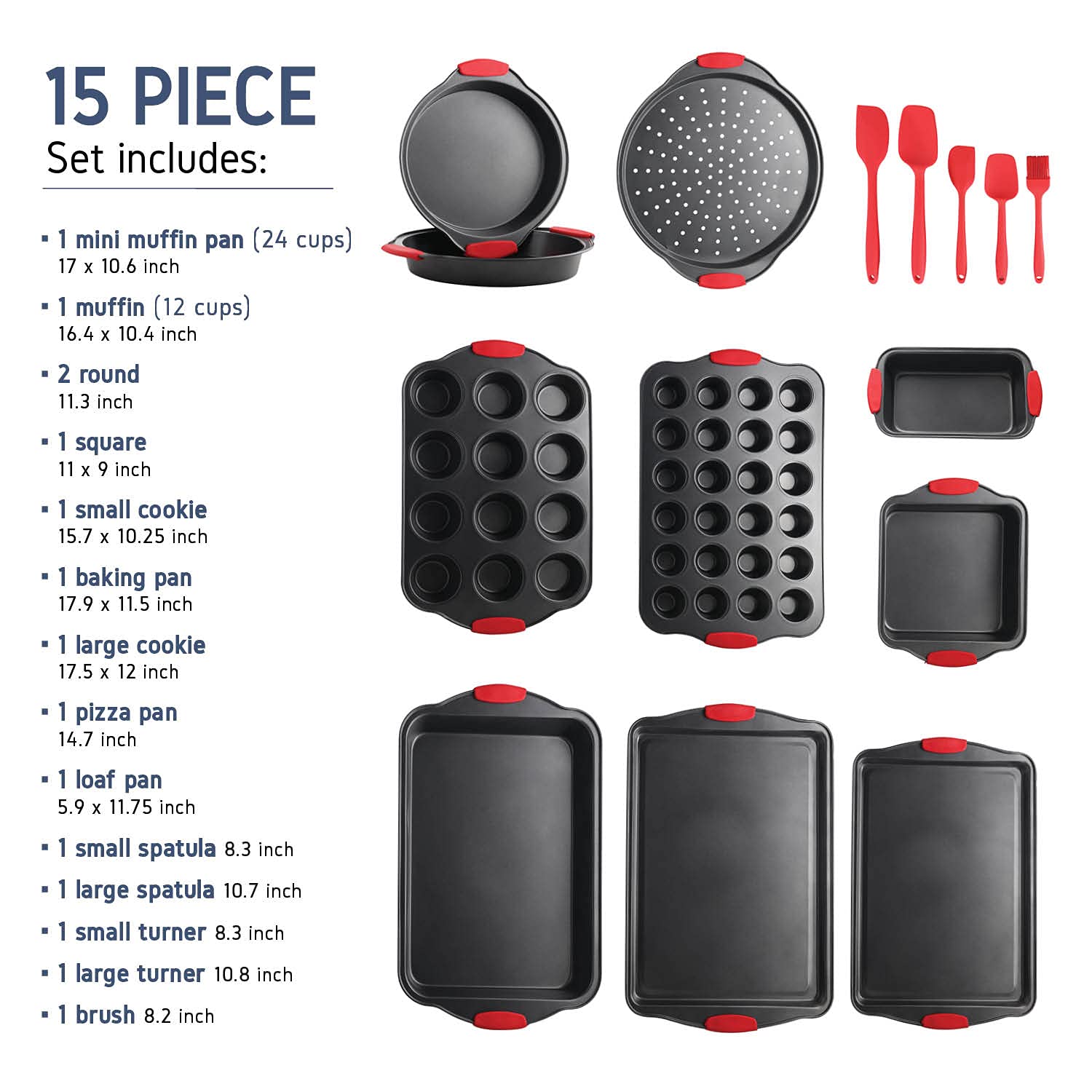 Joytable Pans Set-39Pc Silicone Handles, Durable Steel Bpa Free Bakeware, Oven Safe Cookie Sheets For Baking Nonstick Set With U