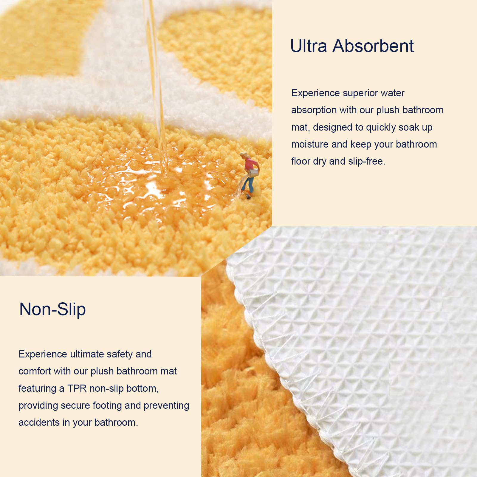 YRXRUS Flower Bath Mat, Yellow Bathroom Rug, Beauty Bath Mats, Ultra Soft Microfiber Bath Rug, Machine Washable Flower Rug, Show