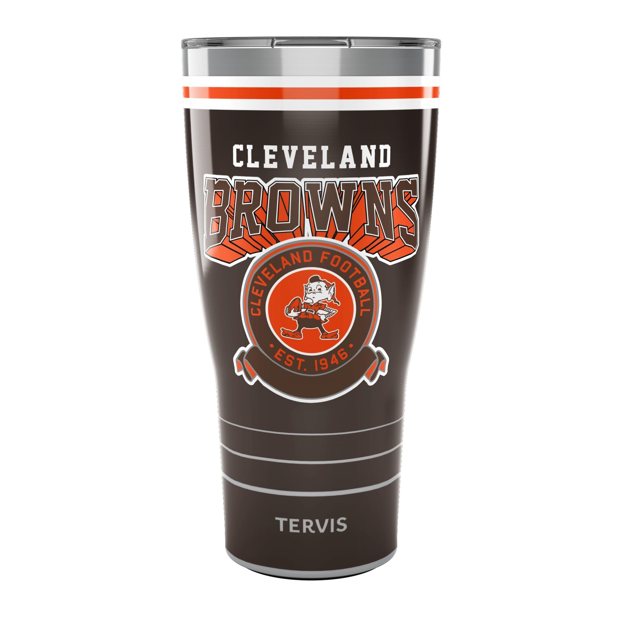 Tervis Traveler NFL Cleveland Browns - Vintage Triple Insulated Tumbler Travel Cup Keeps Drinks Cold & Hot, 30oz, Stainless Stee