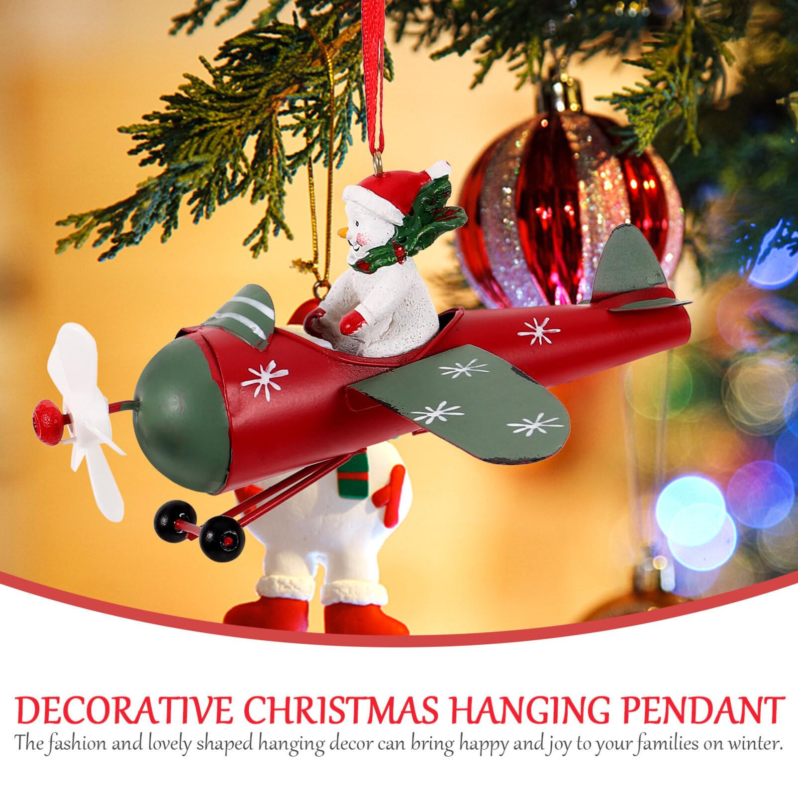 PRETYZOOM Christmas Tree Decoration Snowman Airplane Hanging Ornament Festive Xmas Pendants for Home Decor Tabletop Fireplace an
