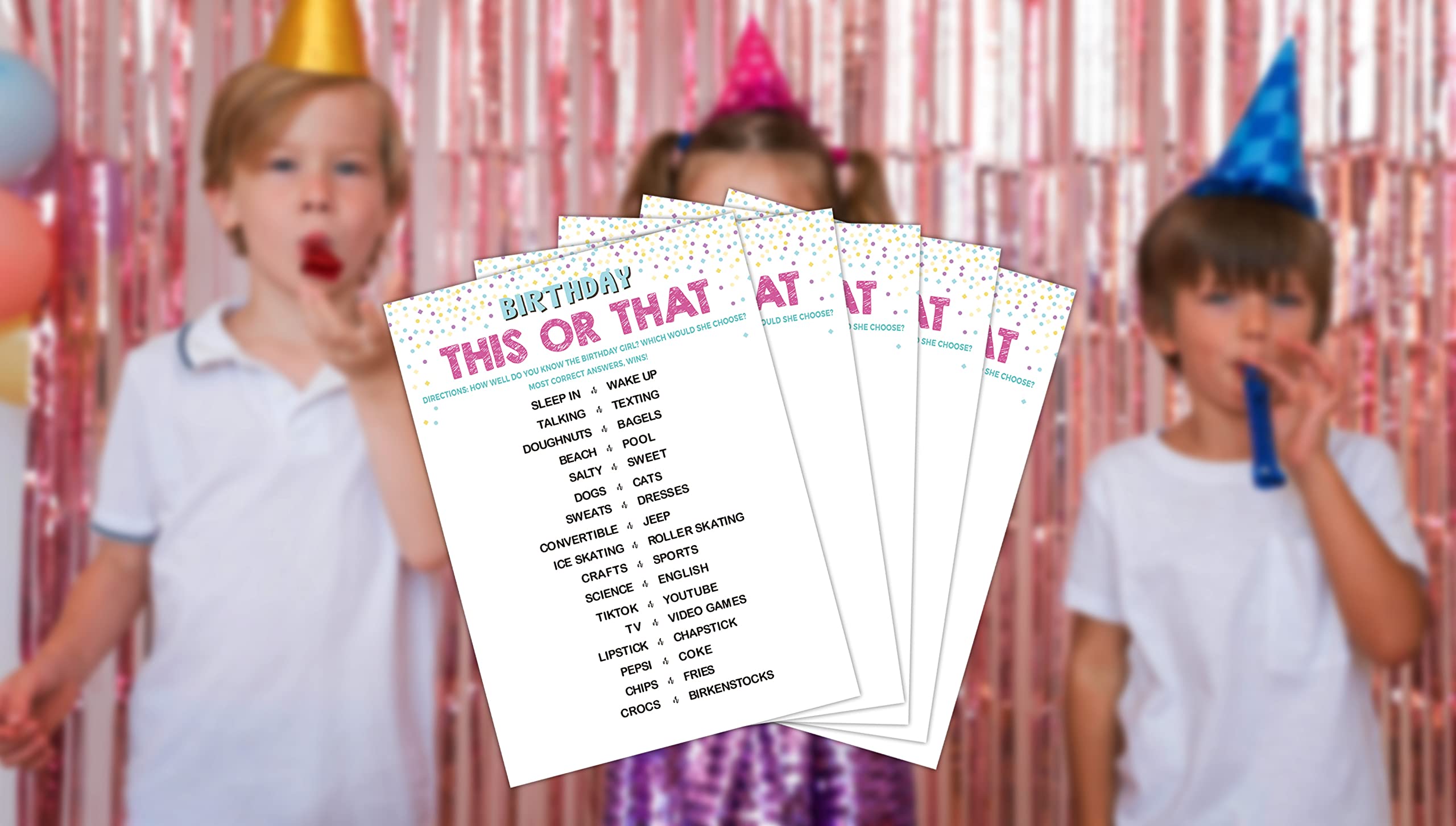 Disfuco Birthday Game Cards - 30 Multicolor Cards For Kids, Teens, Sisters, Class Students, Girls' Parties