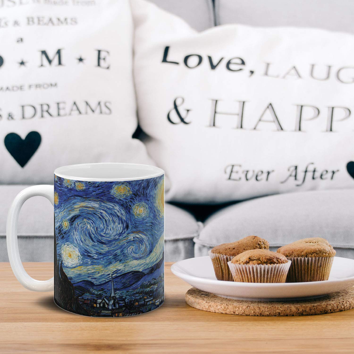 Mugbrew Classic Art The Starry Night Vincent Van Gogh Ceramic Coffee Mug Tea Cup, 11 Oz