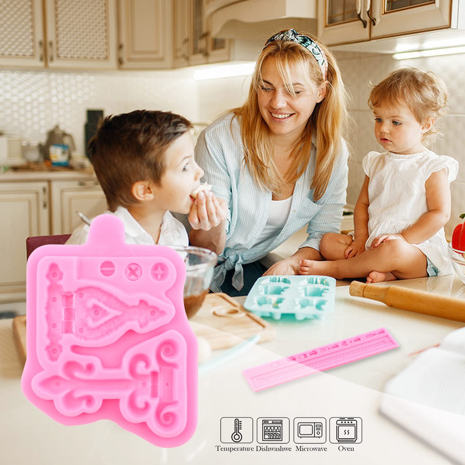 Zixiang Zipper Chain Fondant Mold Belt Straps Silicone Molds Hinge Screws Mold For Cake Decorating Cupcake Topper Candy Chocolat