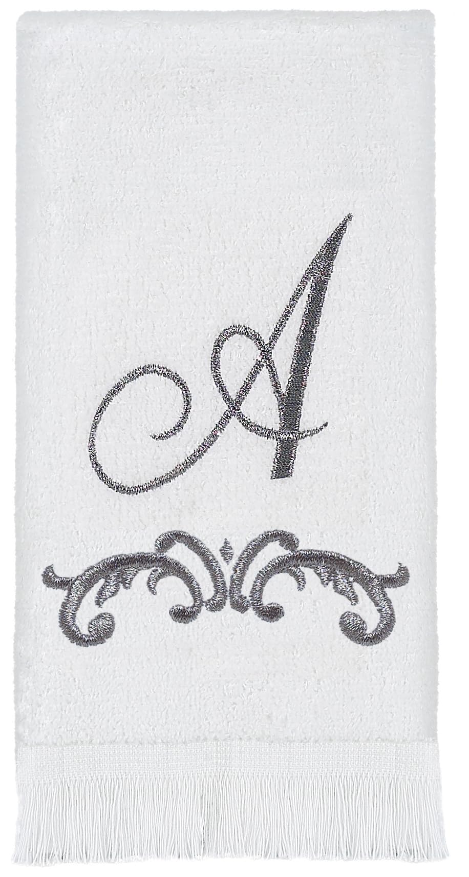 Avanti Linens - Fingertip Towel, Soft & Absorbent Cotton Towel (Monogram Collection, Initial A), White