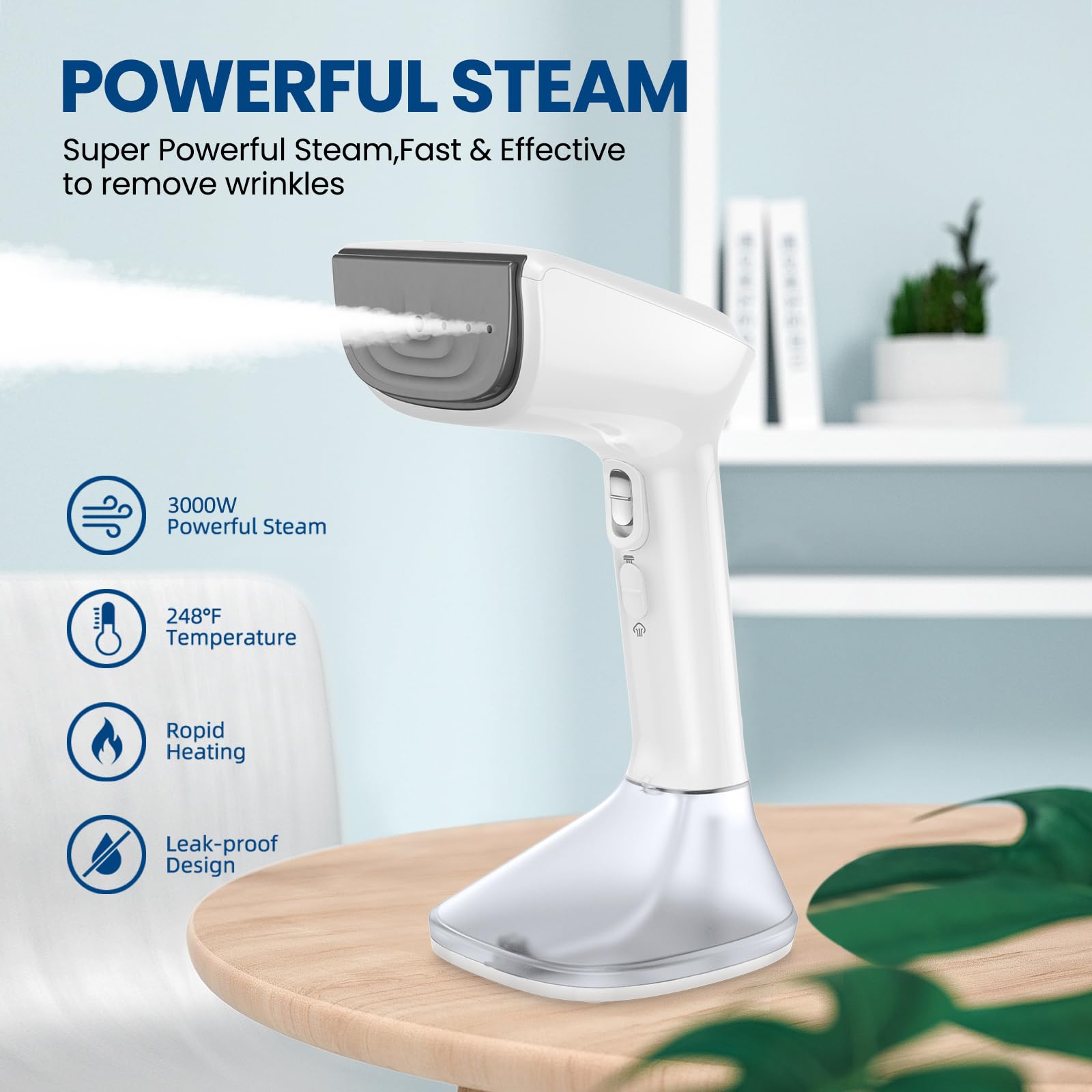 Chrinomee Steamer For Clothes - 3000W Powerful Steam, 2 Modes For Wet&Dry Ironing, 20-Second Fast Heat-Up, Large Detachable Wate