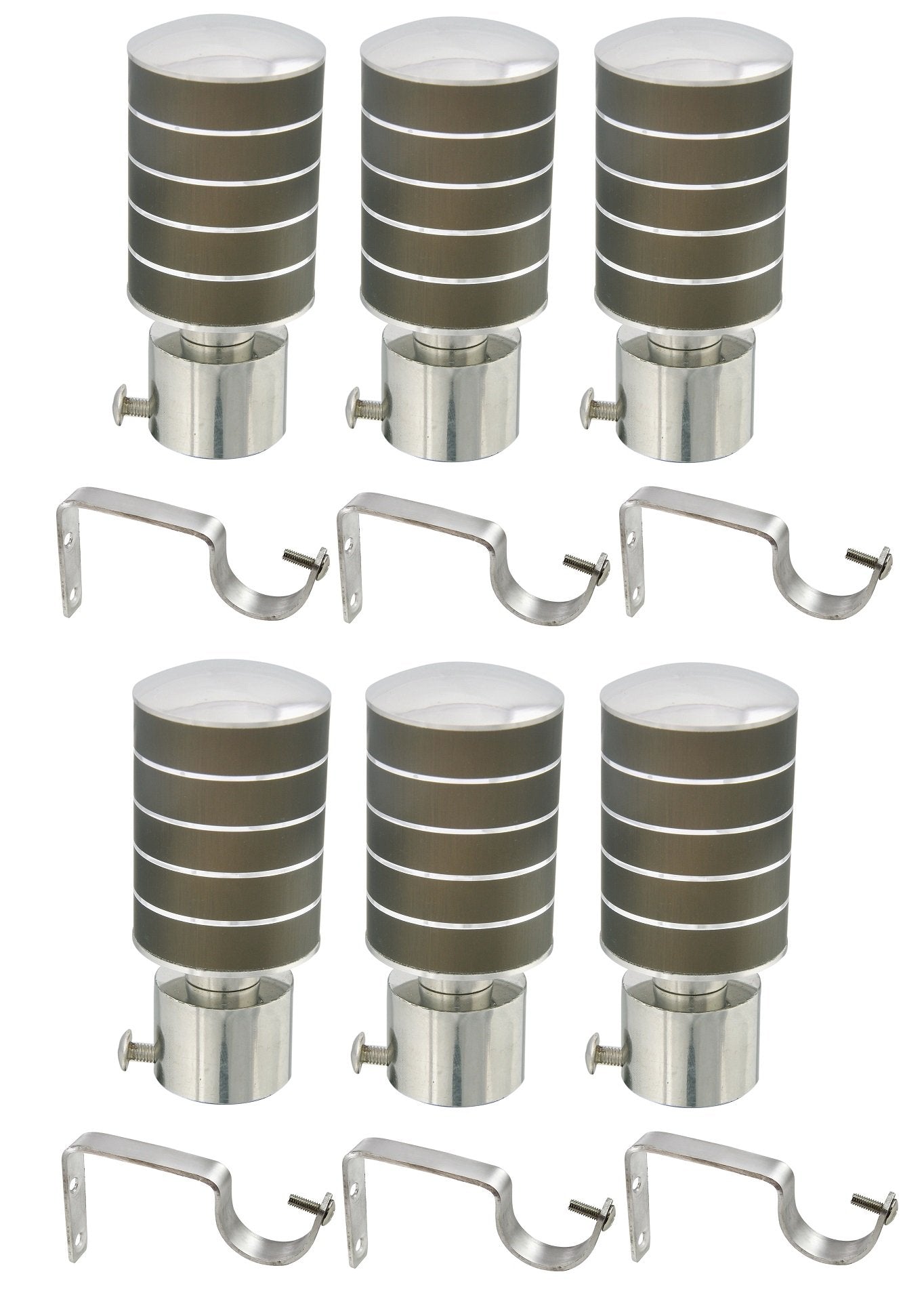 Prushti Fashion Steel Curtain Bracket for Door and Window (Mehendi , Standard) - Set of 6, grommets