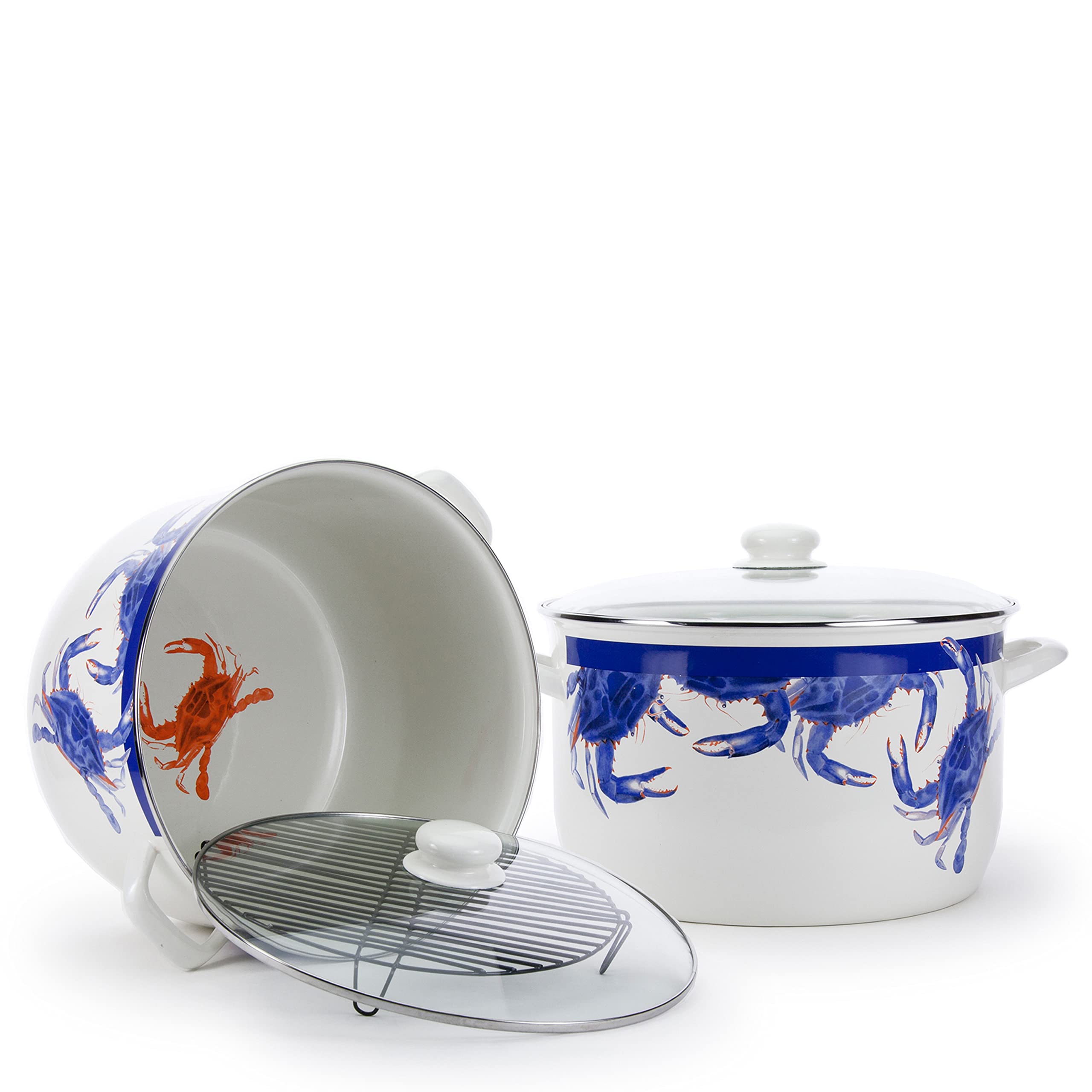 Golden Rabbit Enamelware - Crab House Pattern - 18Qt Stock Pot