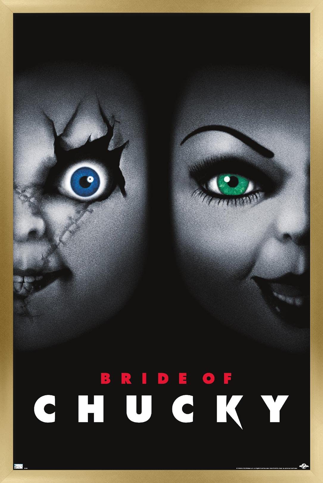 Trends International Child'S Play: Bride Of Chucky - One Sheet Wall Poster, 14.725'' X 22.375'', Gold Framed Version