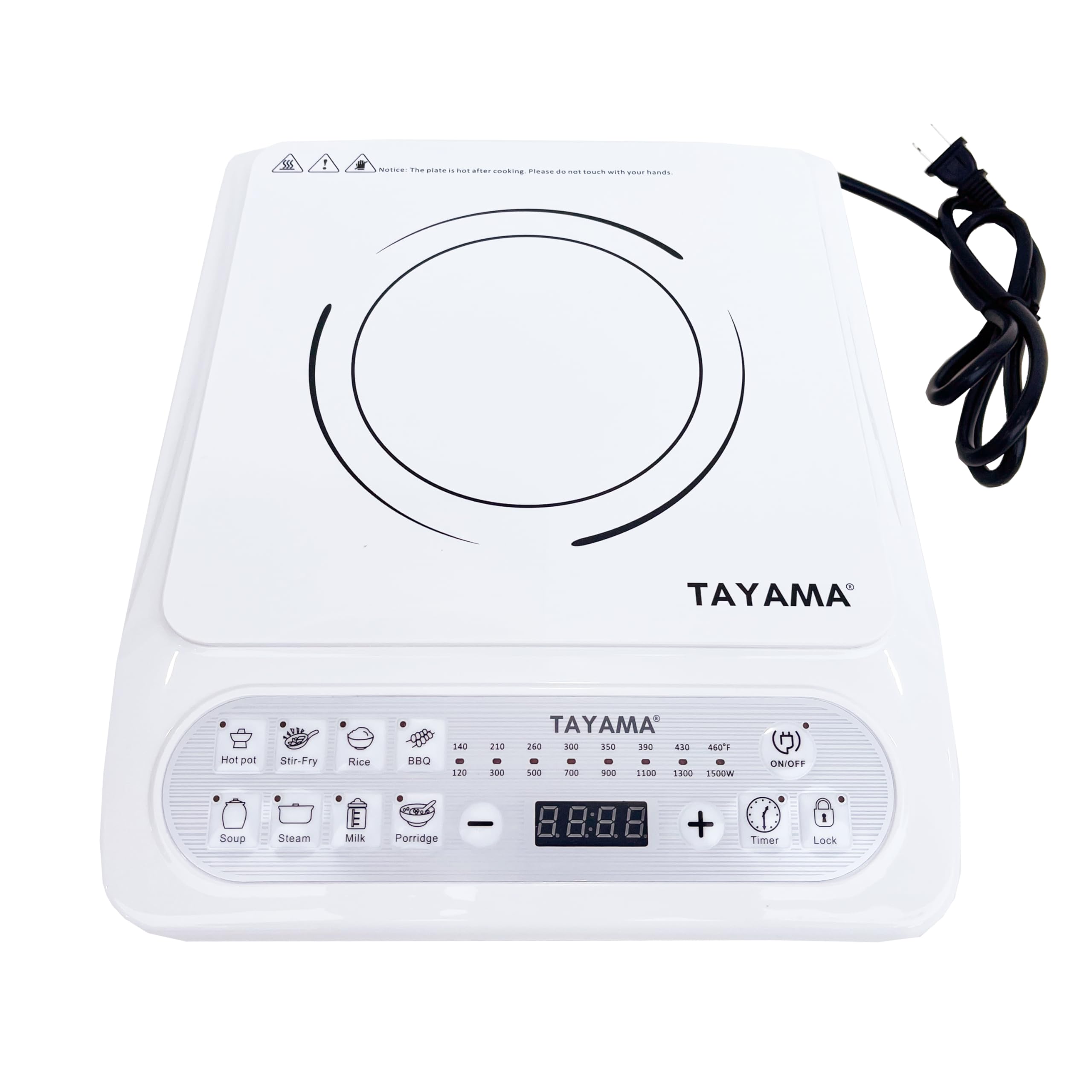 1500-Watt White Induction Cooktop With 8 Settings