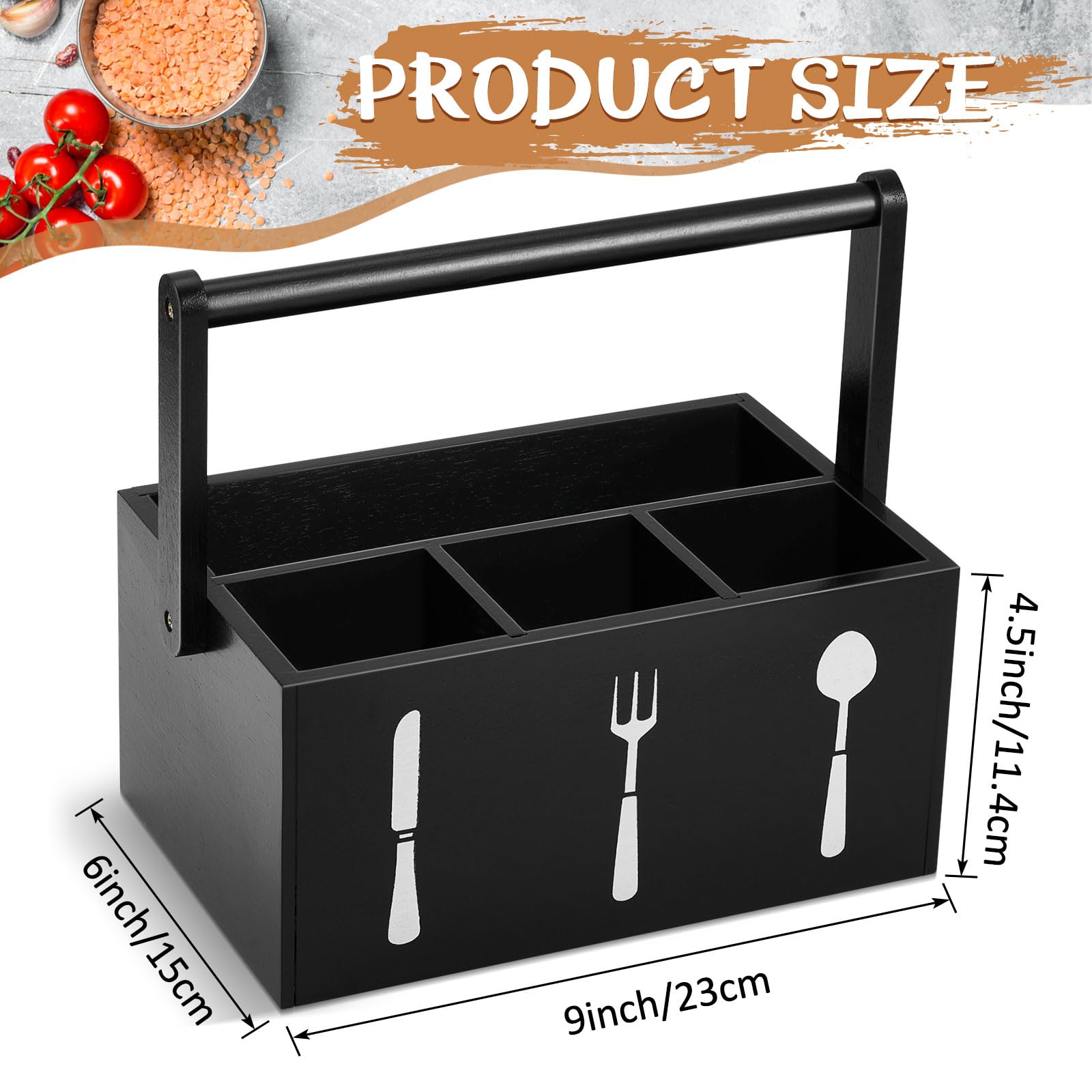 Geetery Acacia Utensil Caddy Silverware Caddy With Handle Wooden Multipurpose Countertop Flatware Napkin Caddy Utensil Organizer