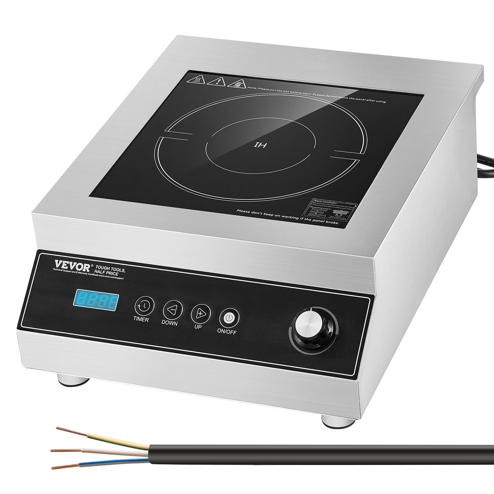 VEVOR Portable Commercial Cooktop, 5000W Induction Burner with 16 Temp Settings, Stainless Steel Countertop Induction Hot Plate 