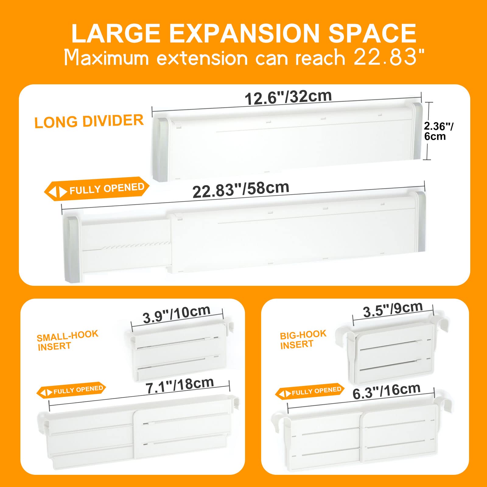 HiYZ Expandable Drawer Dividers with Inserts, Large Kitchen Utensils Drawer Divider, 2.36'' High Adjustable Drawer Organizers Se