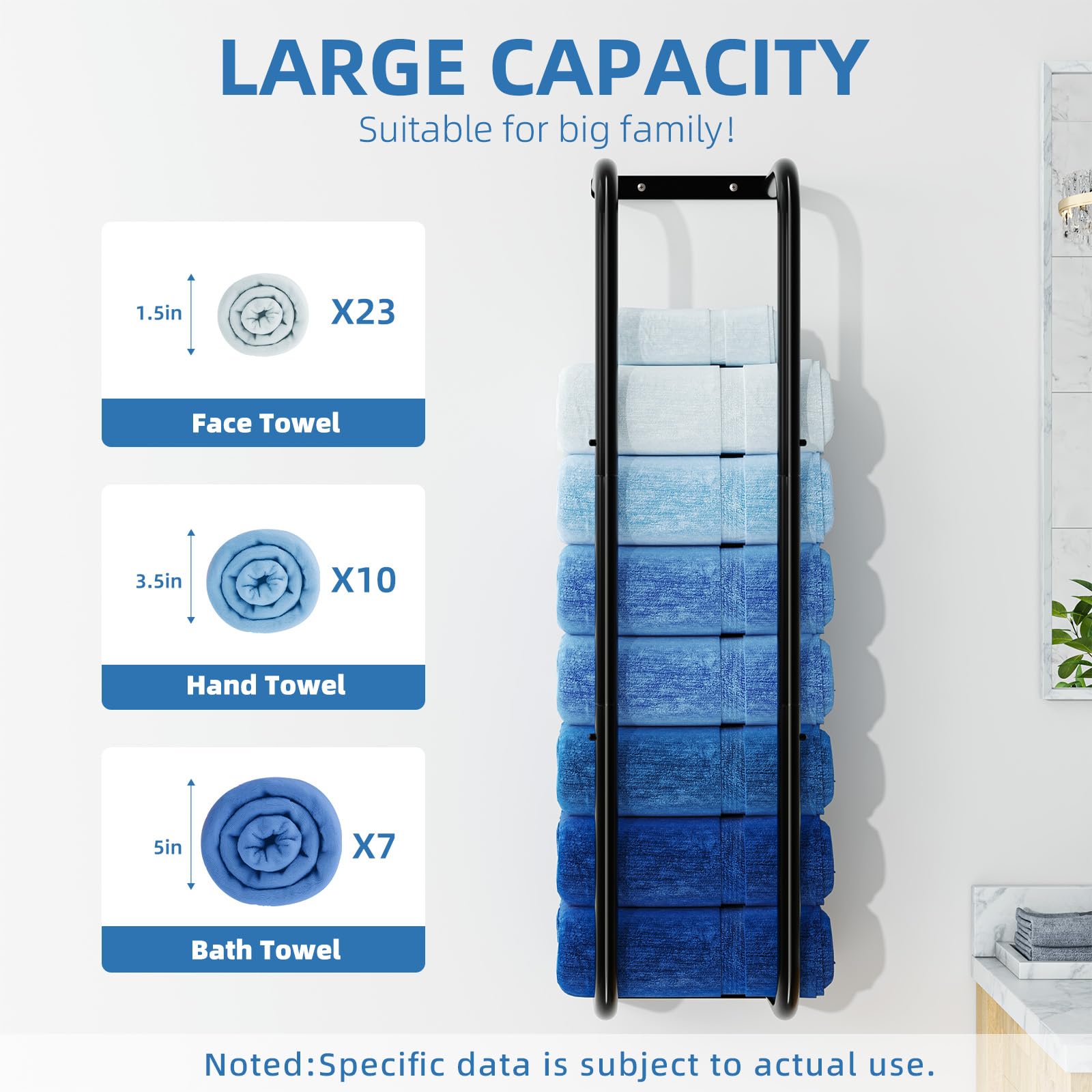 Simple Trending Towel Storage Rack, Wall Mounted Rustproof Metal Bathroom Organizer, Towel Holder For Bathroom 36 Inch Can Holds