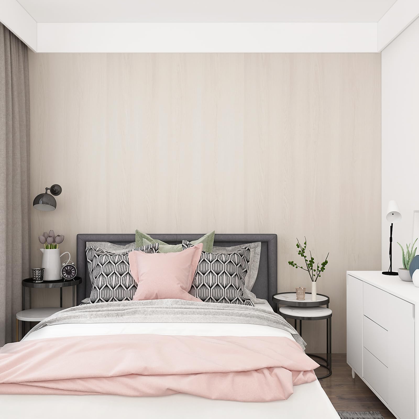 Boobest 157X 31 Inch Wide Thick Wood Grain Wallpaper Peel And Stick Beige Cherry Wood Contact Paper Waterproof Removable Faux Wo