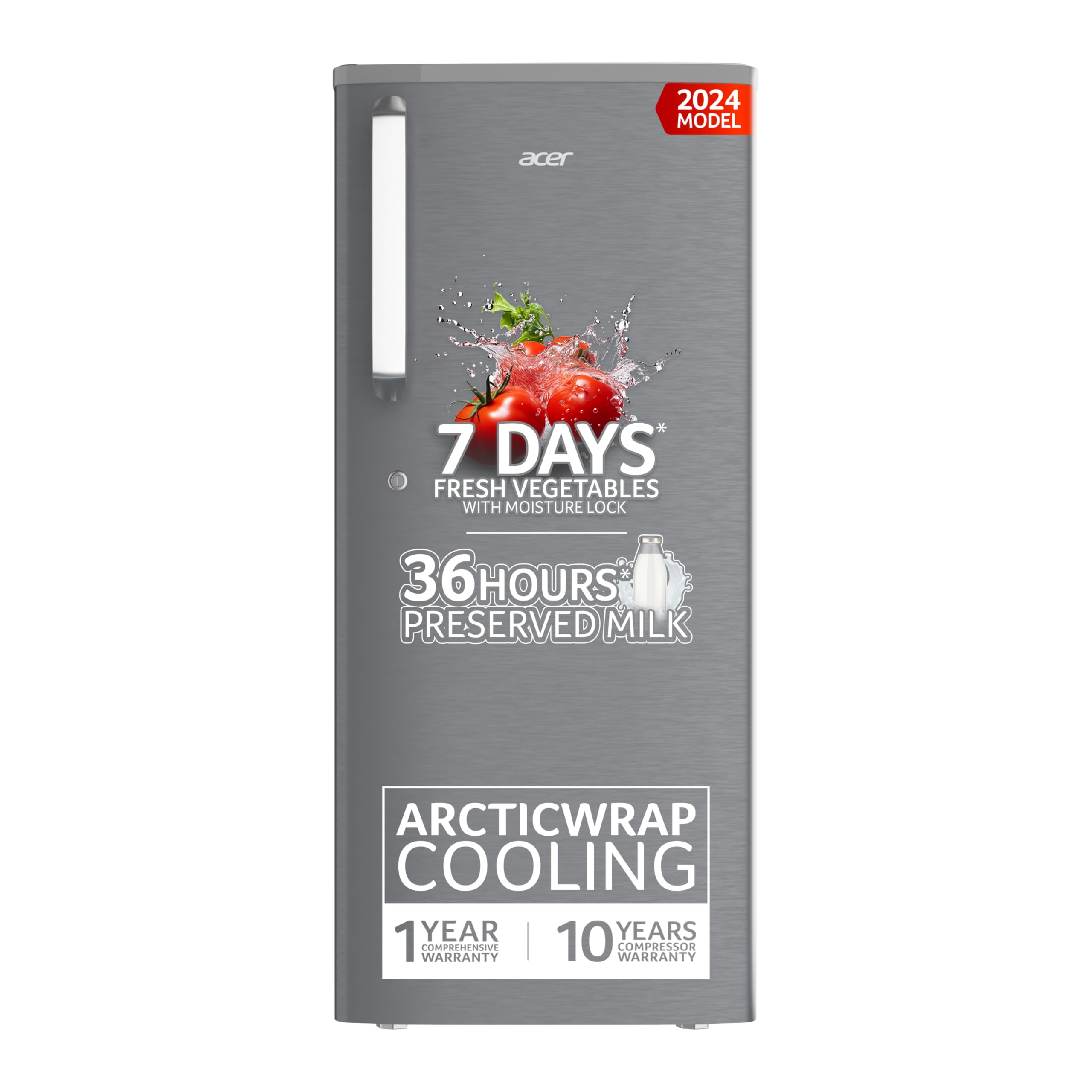 Acer 215L 3 Star DirectCool Single Door Refrigerator (Aisense, Ar215Ad3Fshd, Silver Hairline)