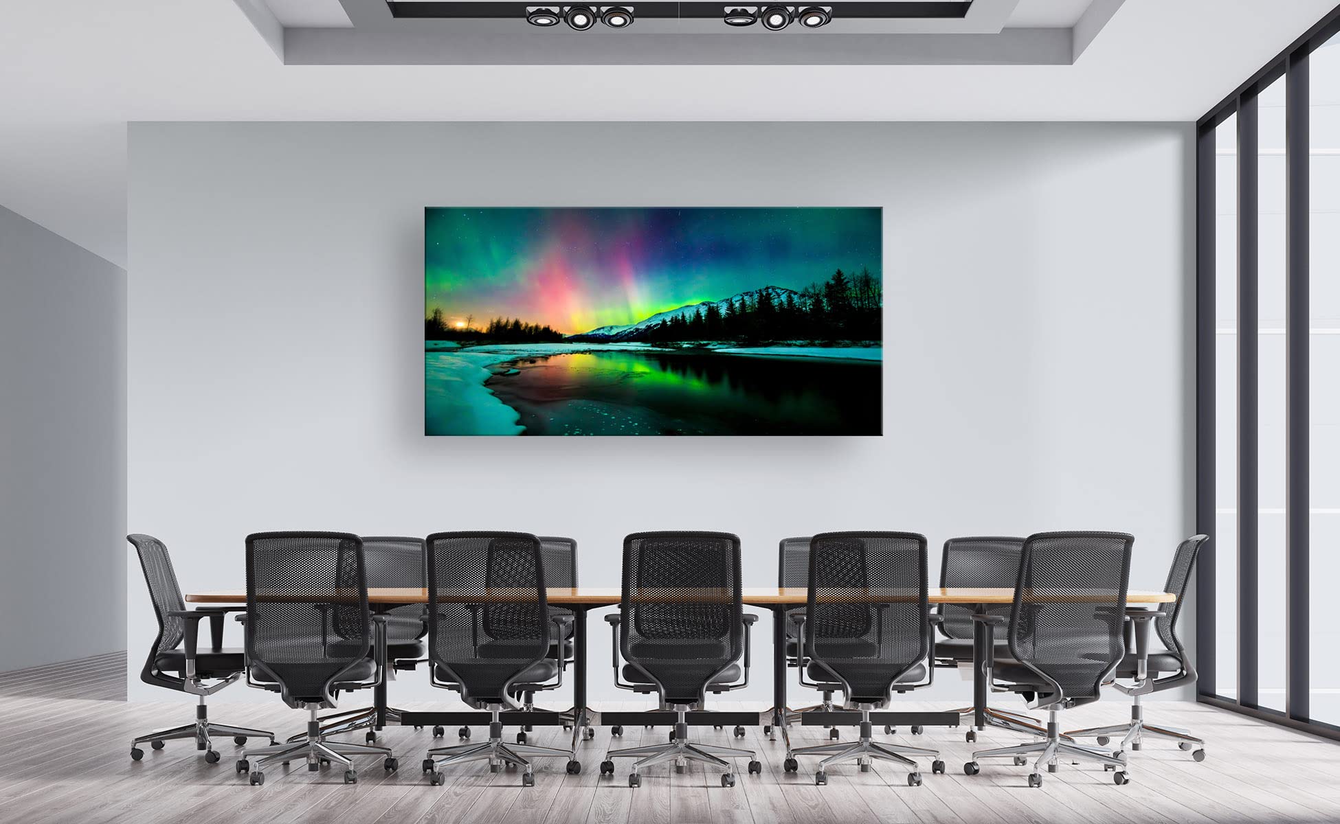 S01962 Wall Art Aurora Scenery Painting on Canvas Stretched and Framed Canvas Paintings Ready to Hang for Home Decorations Wall Decor