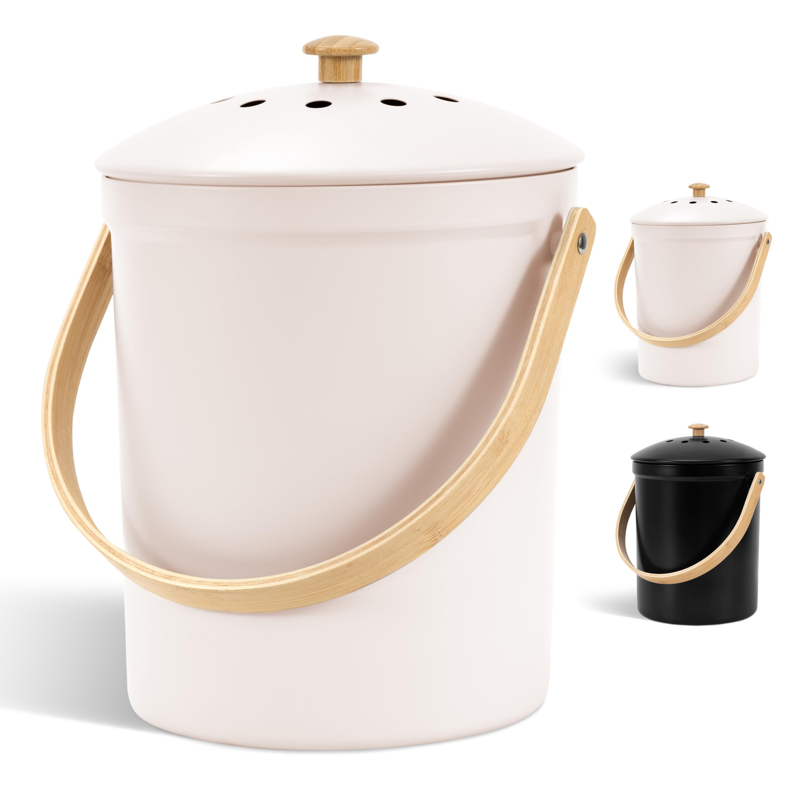 Beautiful Kitchen Compost Bin With Smell Proof Lid - Rust Proof And Odorless Compost Bucket For Your Countertop With No Smell Fi